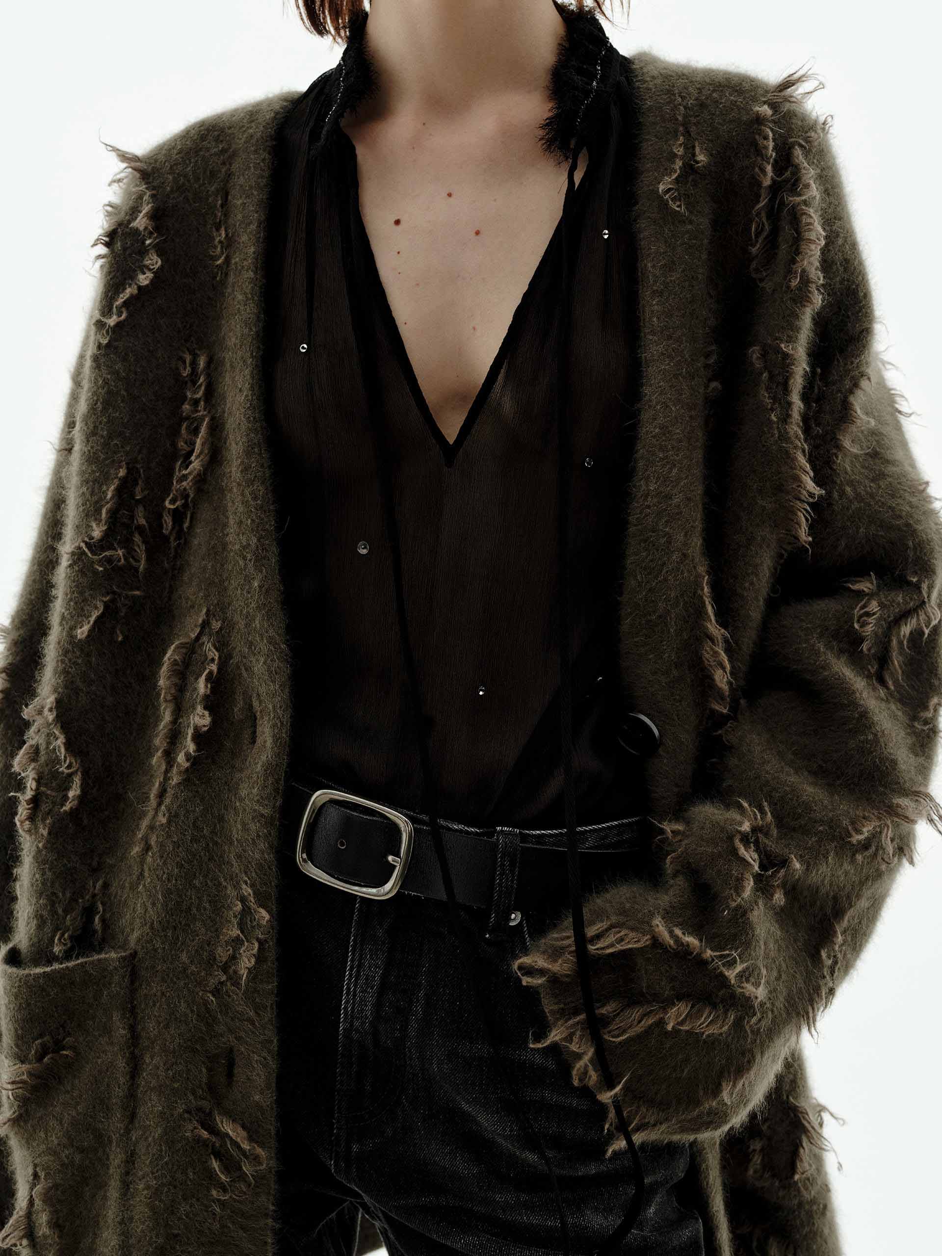 Brushed V-neck Cardigan - Image 7