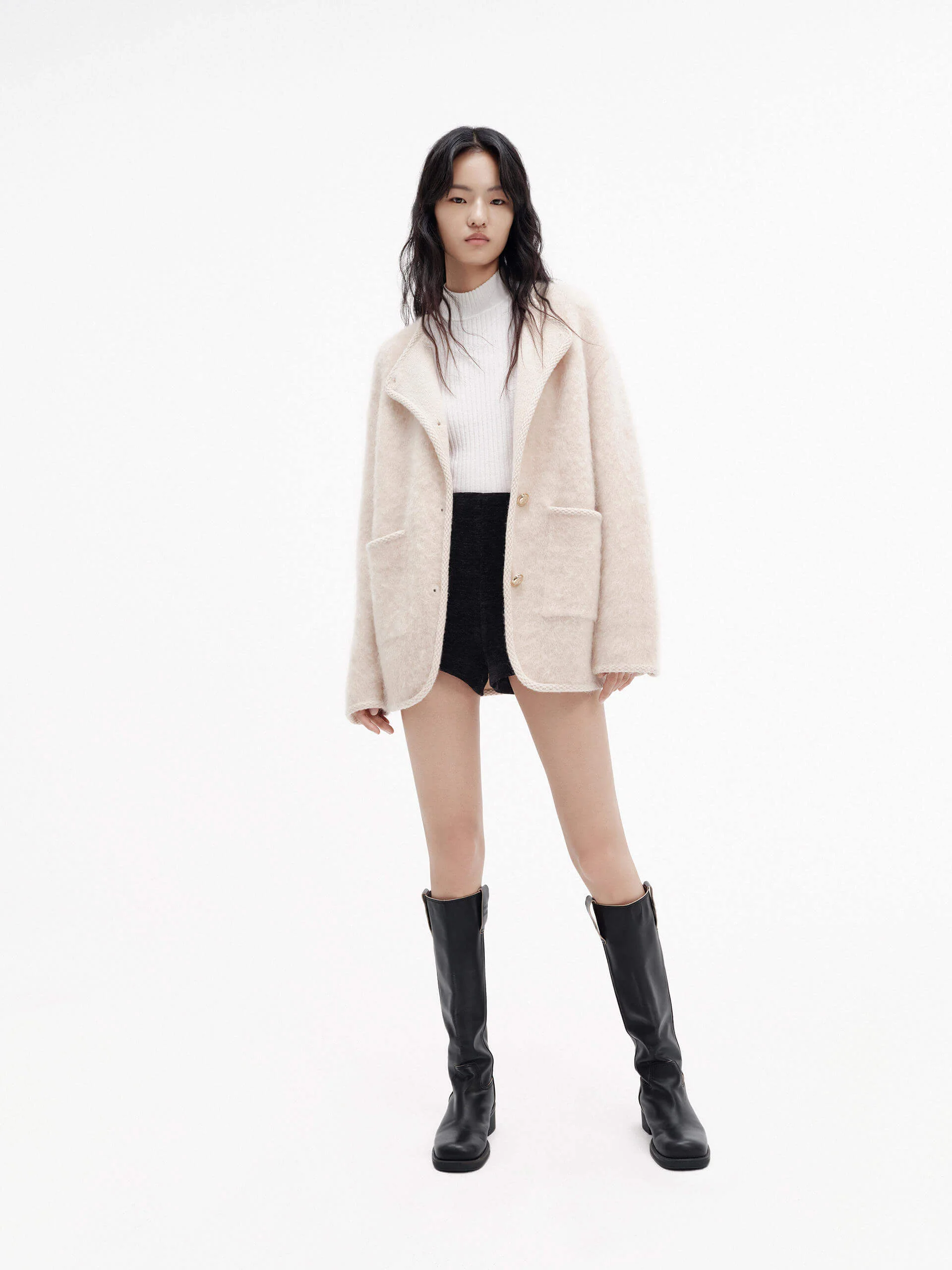 Brushed Wool Blend Knit Cardigan - Image 10