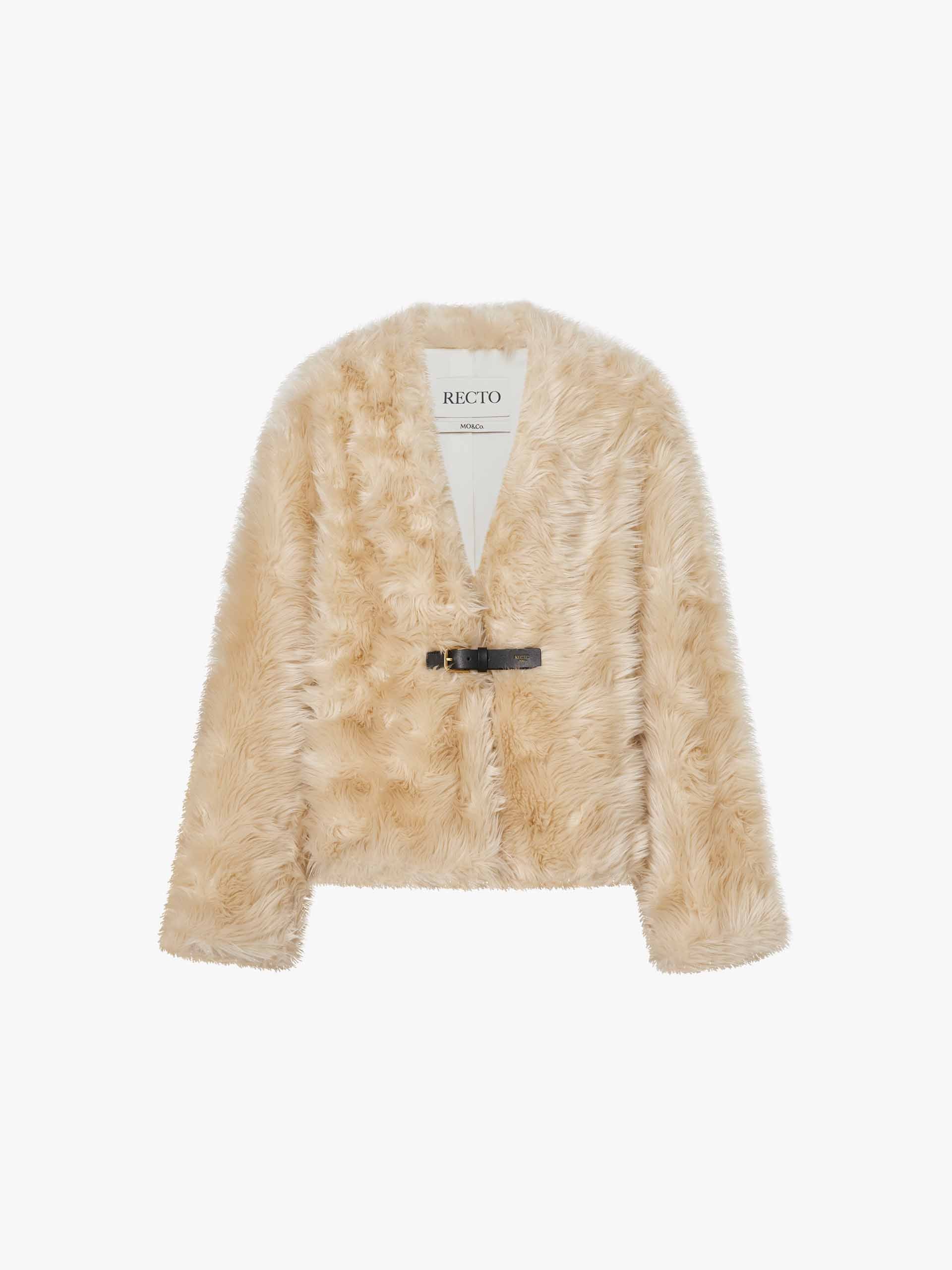 Buckle Faux Fur Coat - Image 5