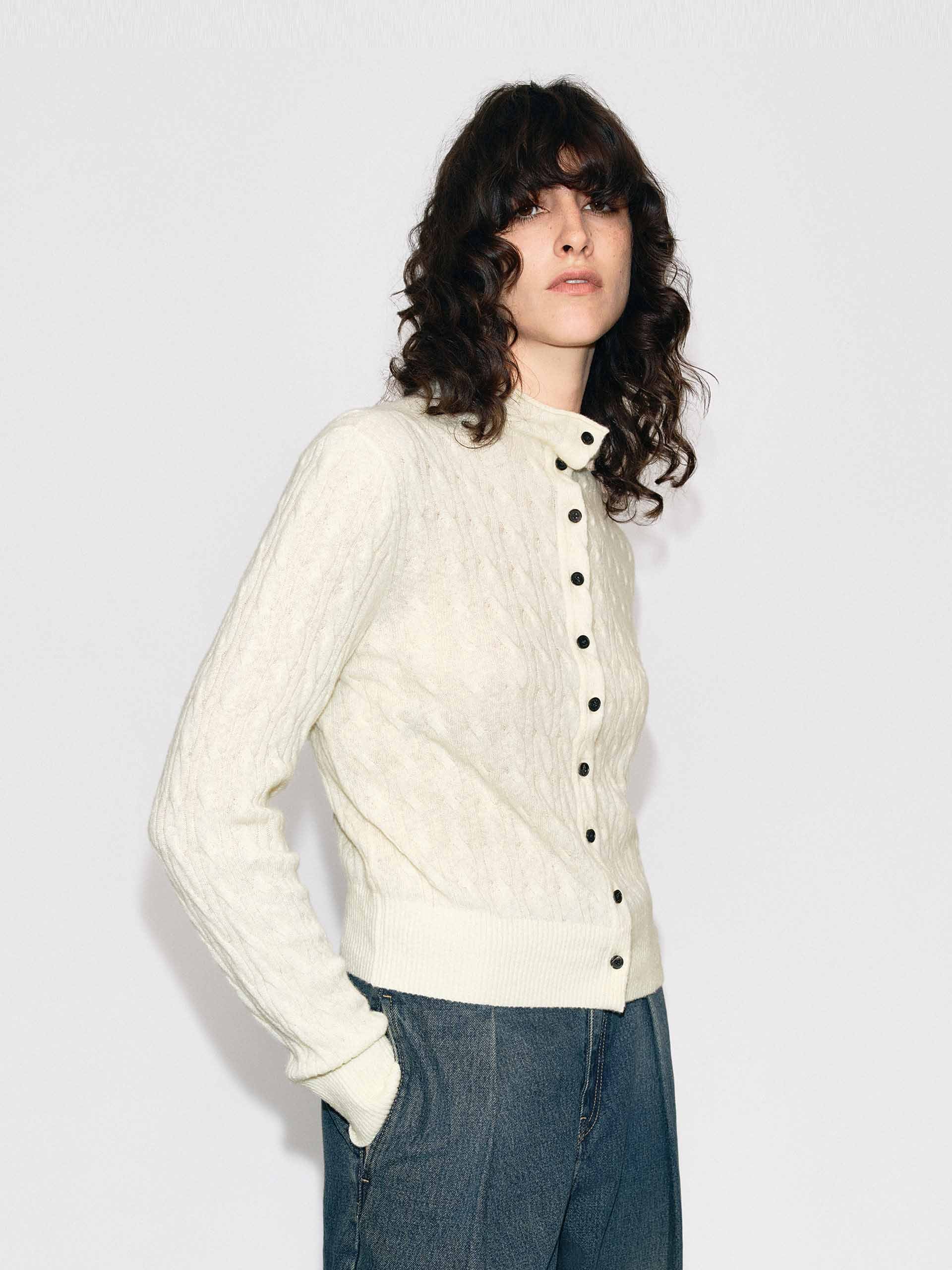 Button Closure Fitted Cardigan - Image 3
