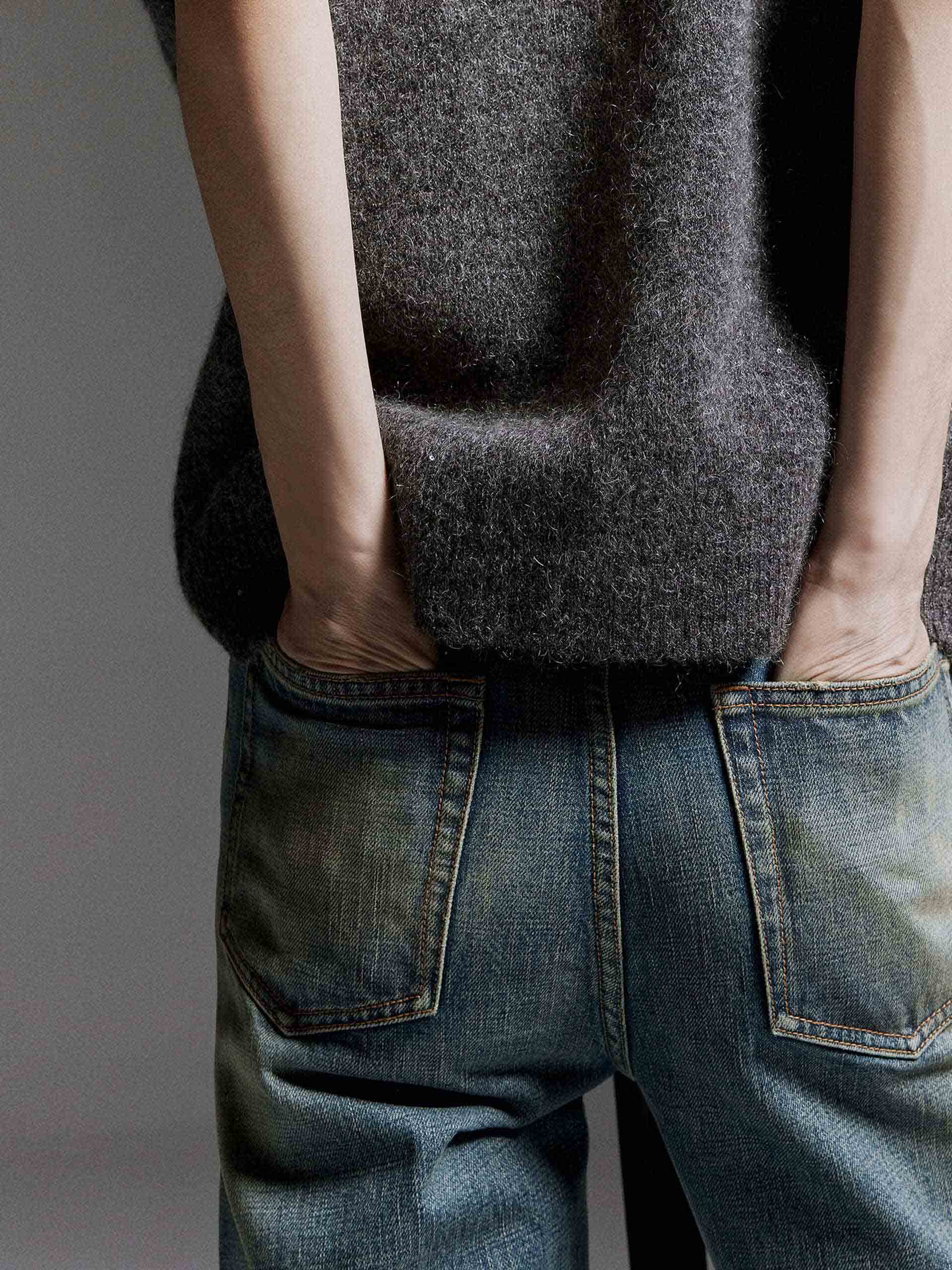 Button Closure Straight Jeans - Image 8