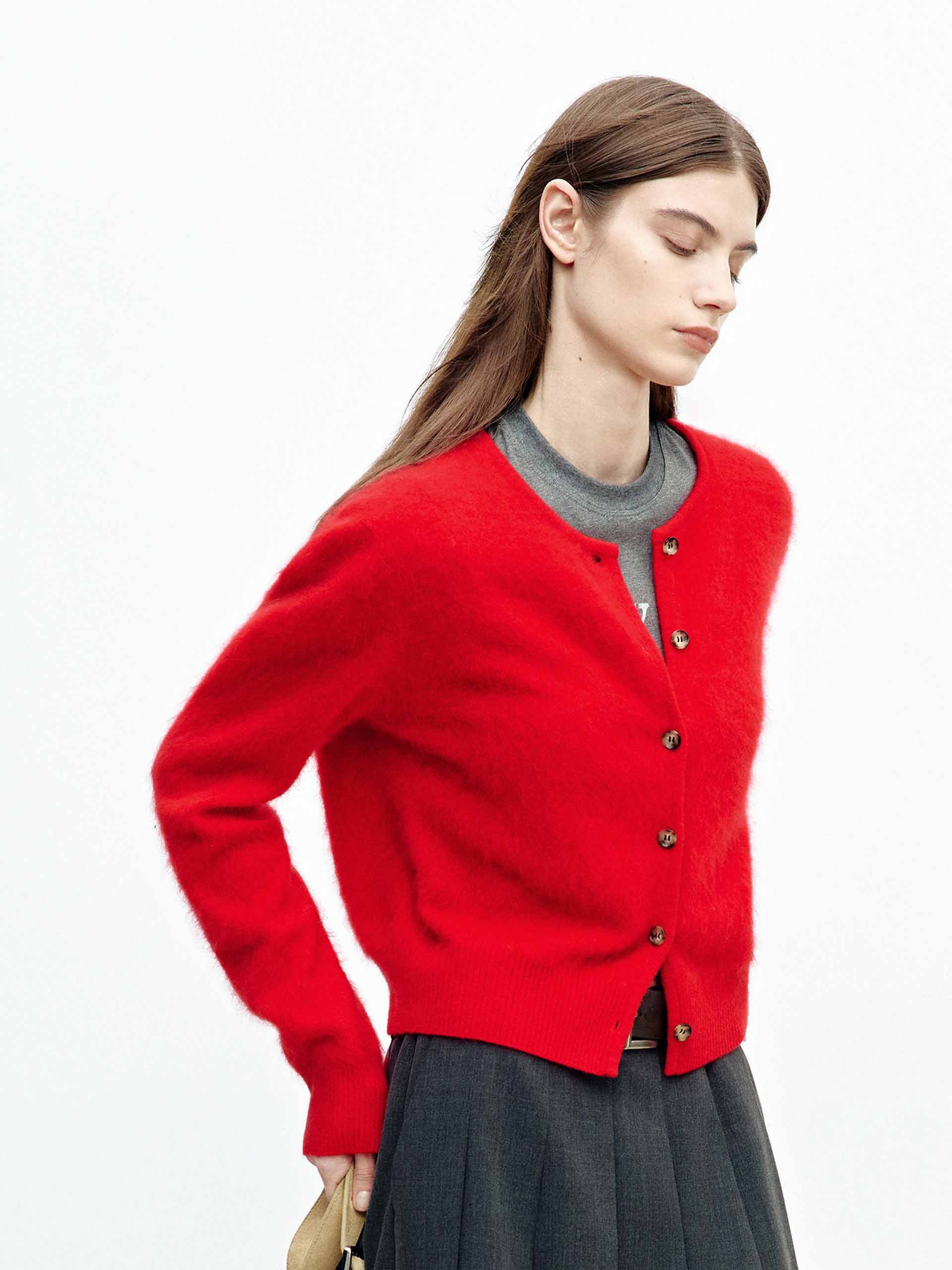 Button Cropped Wool Cardigan - Image 3