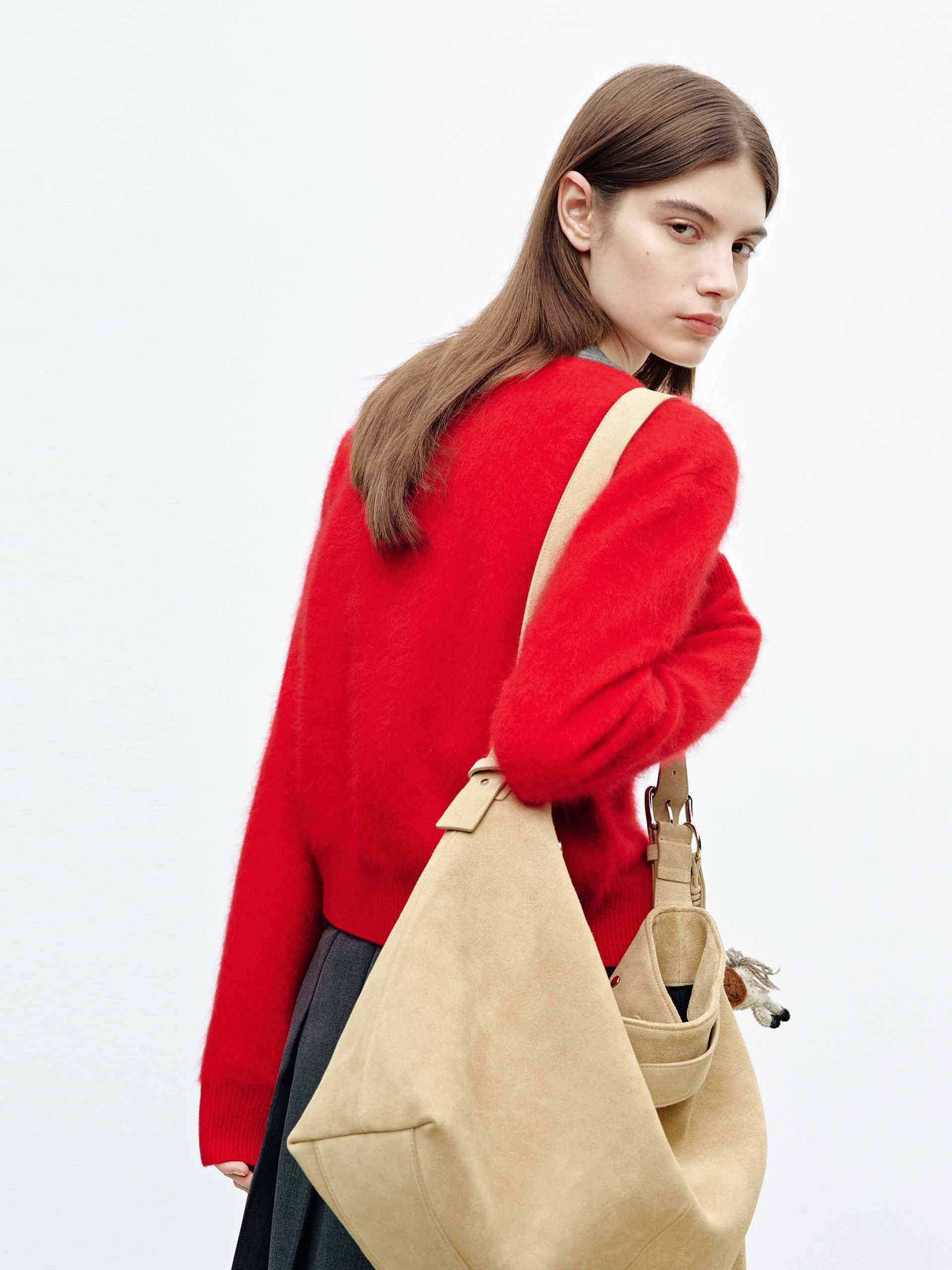 Button Cropped Wool Cardigan - Image 6