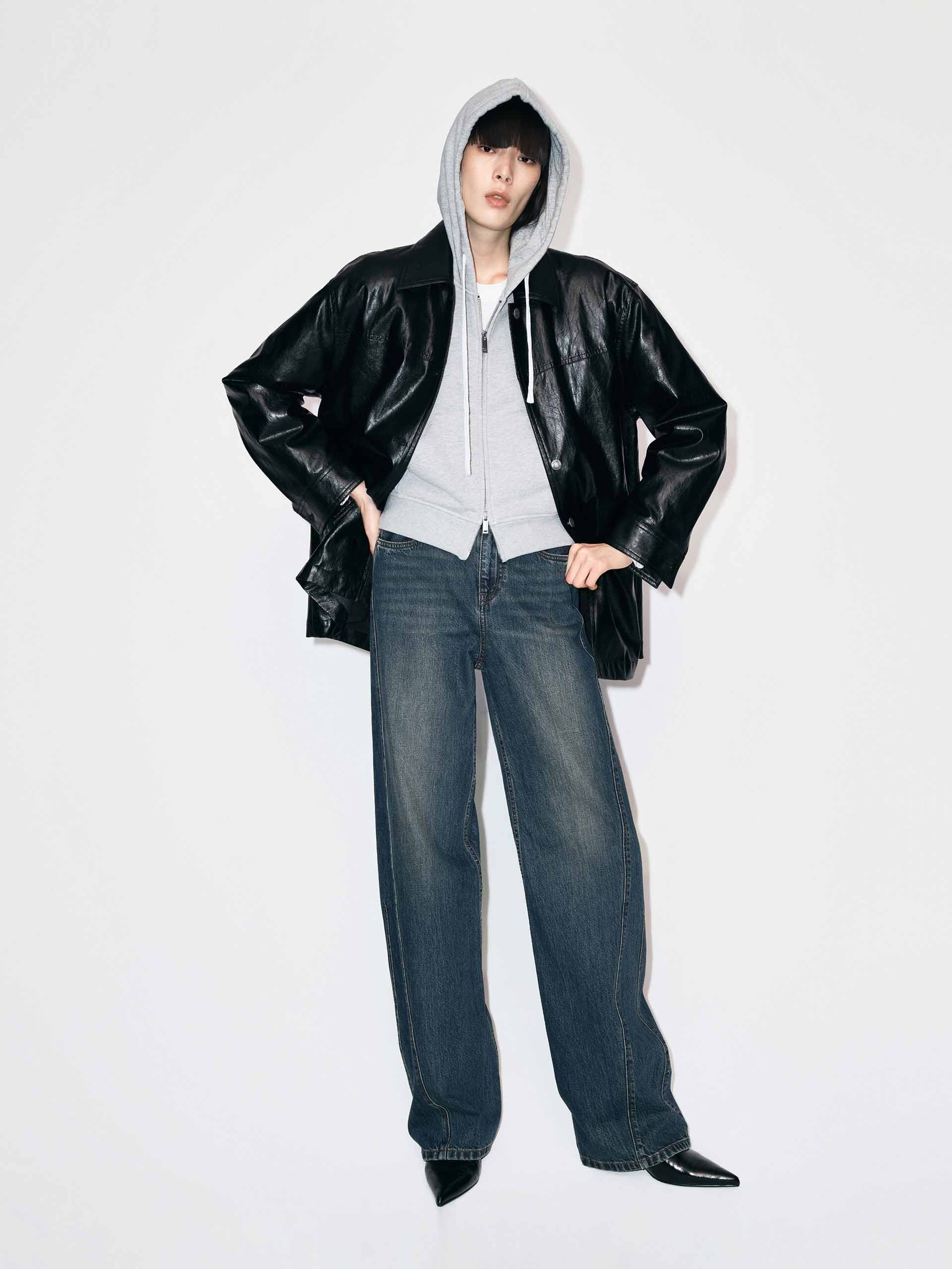 Button Leather Down Jacket - Image 2