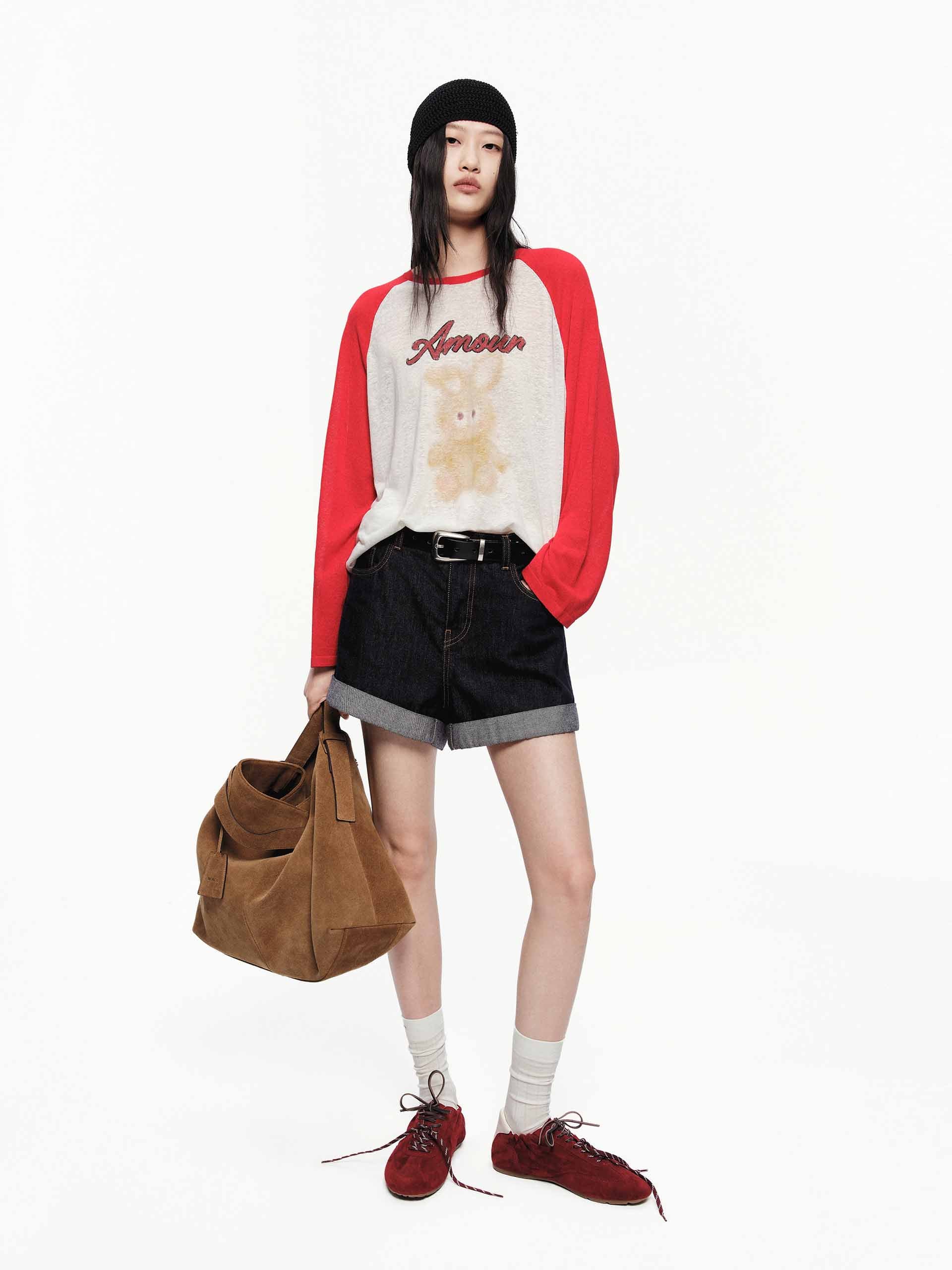 Cartoon Print Contrast Knit Top - Image 2