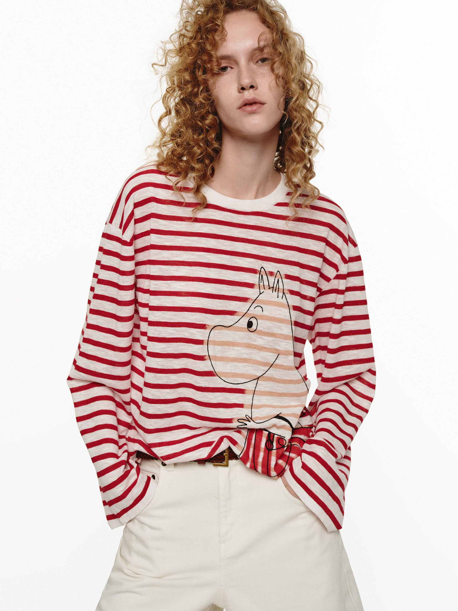 Cartoon Printed Striped Sweater - Image 9