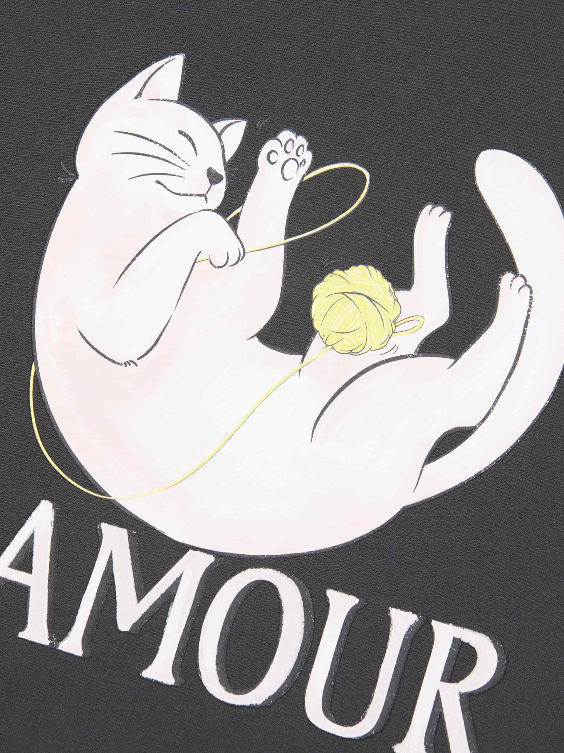 Cat Print Cotton T-shirt - Image 8