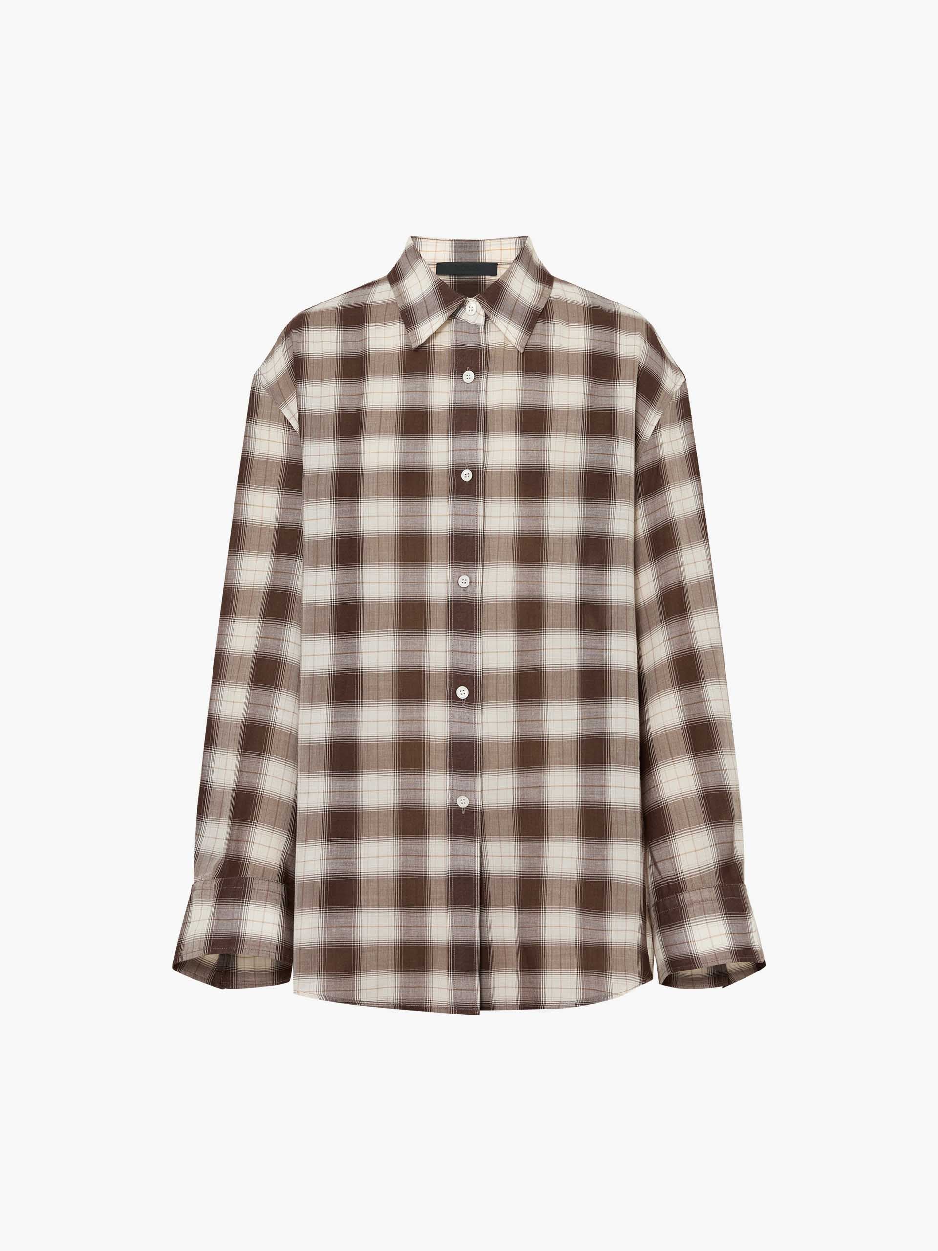 Checked Contrast Loose Shirt - Image 5