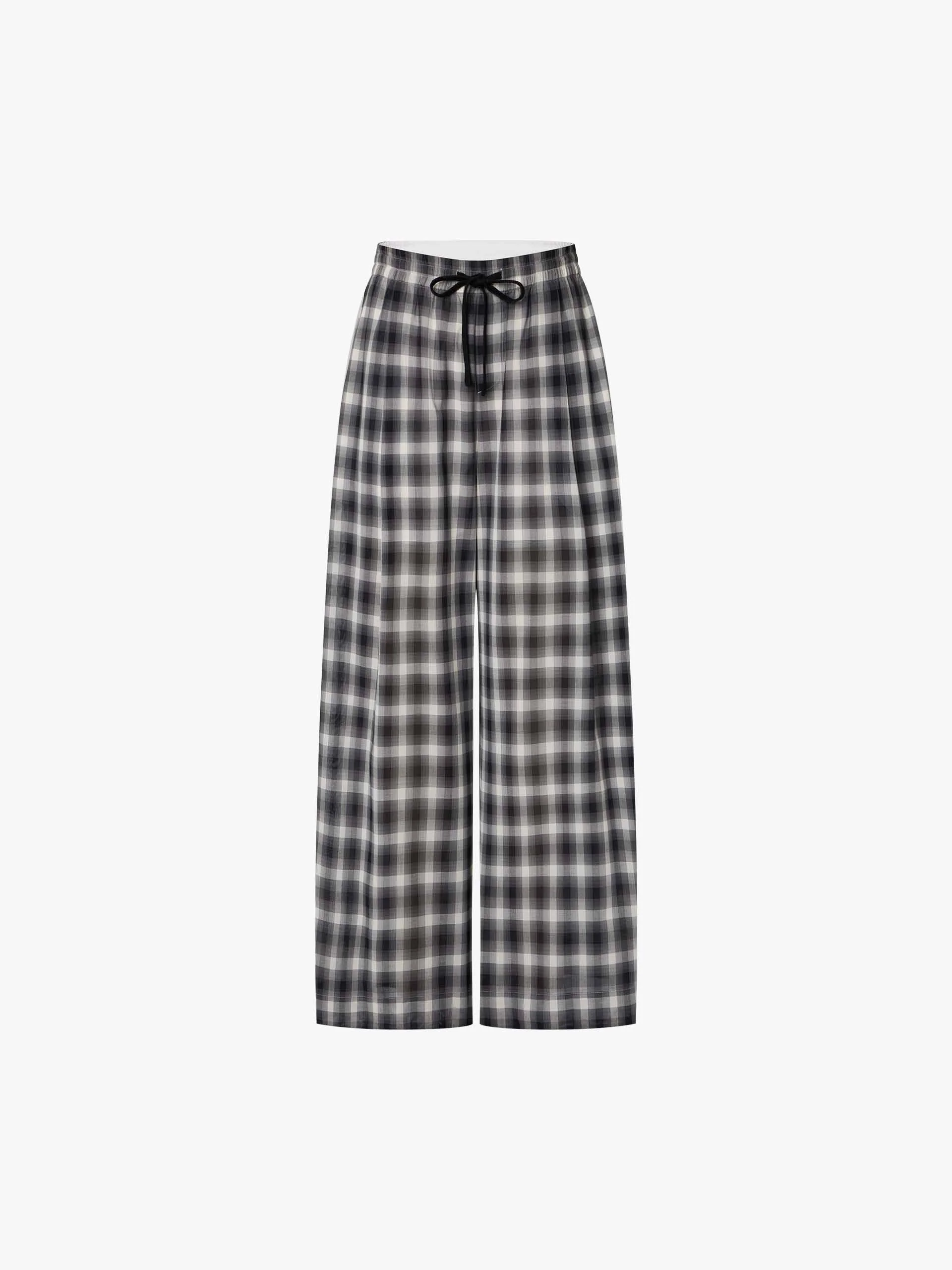 Checked Wide Leg Trousers - Image 5