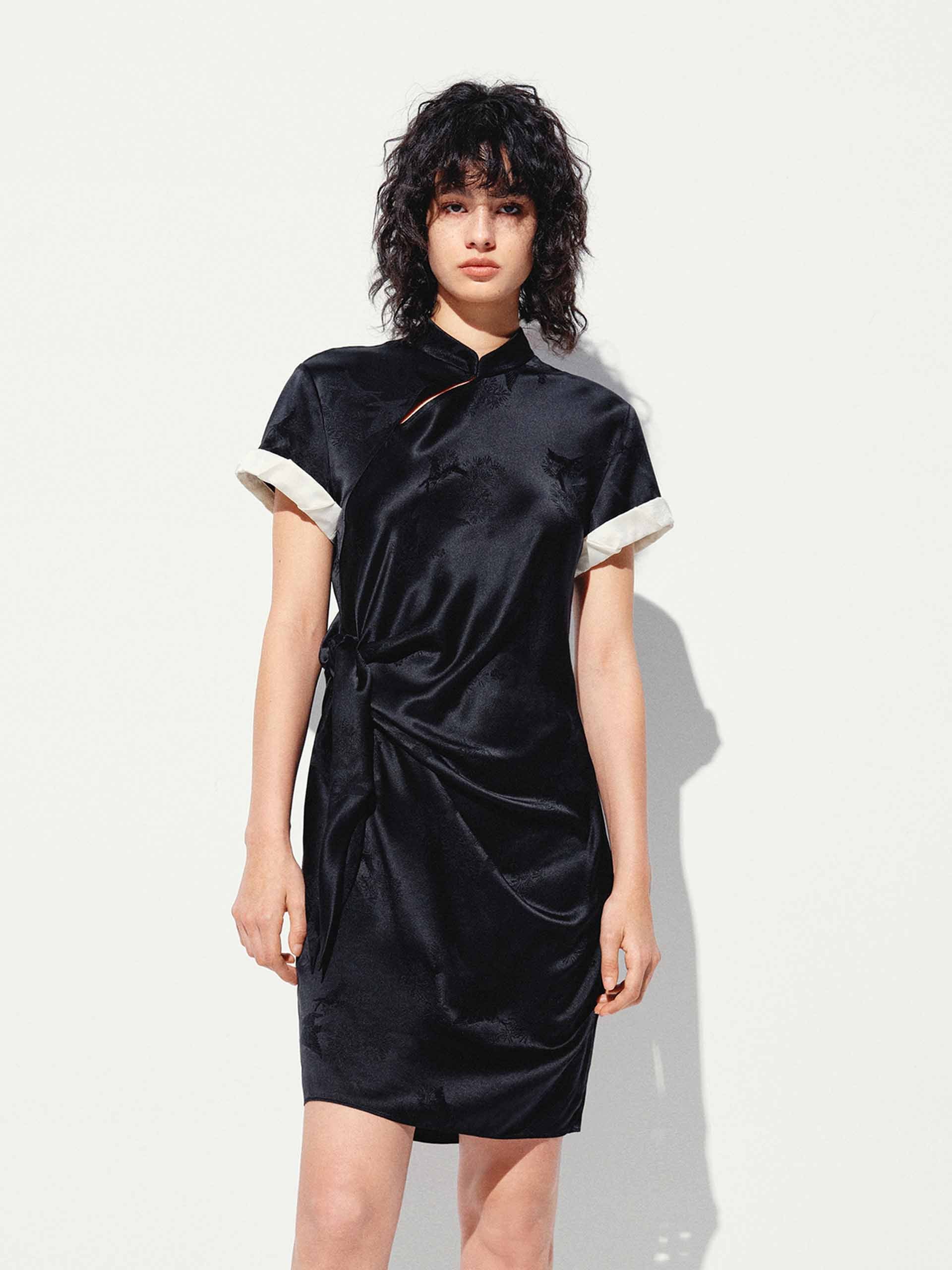 Cheongsam Pleated Mini Dress - Image 3