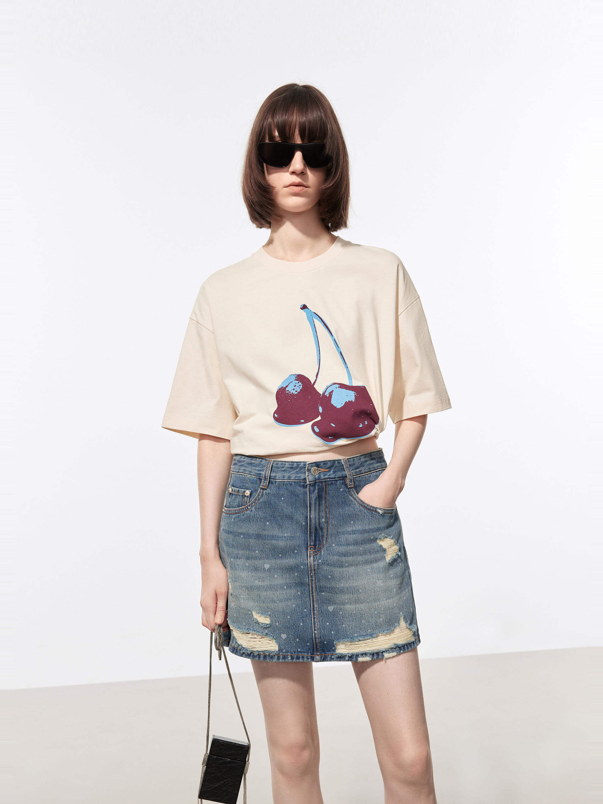 Cherries Pattern Cotton T-shirt