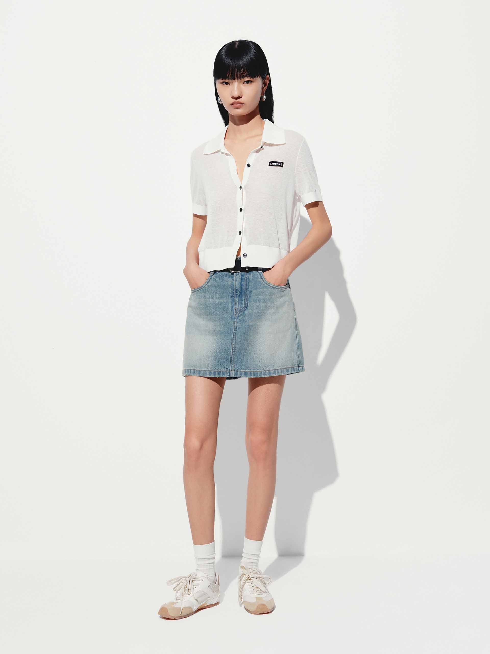 Classic Cotton Denim Skort - Image 2
