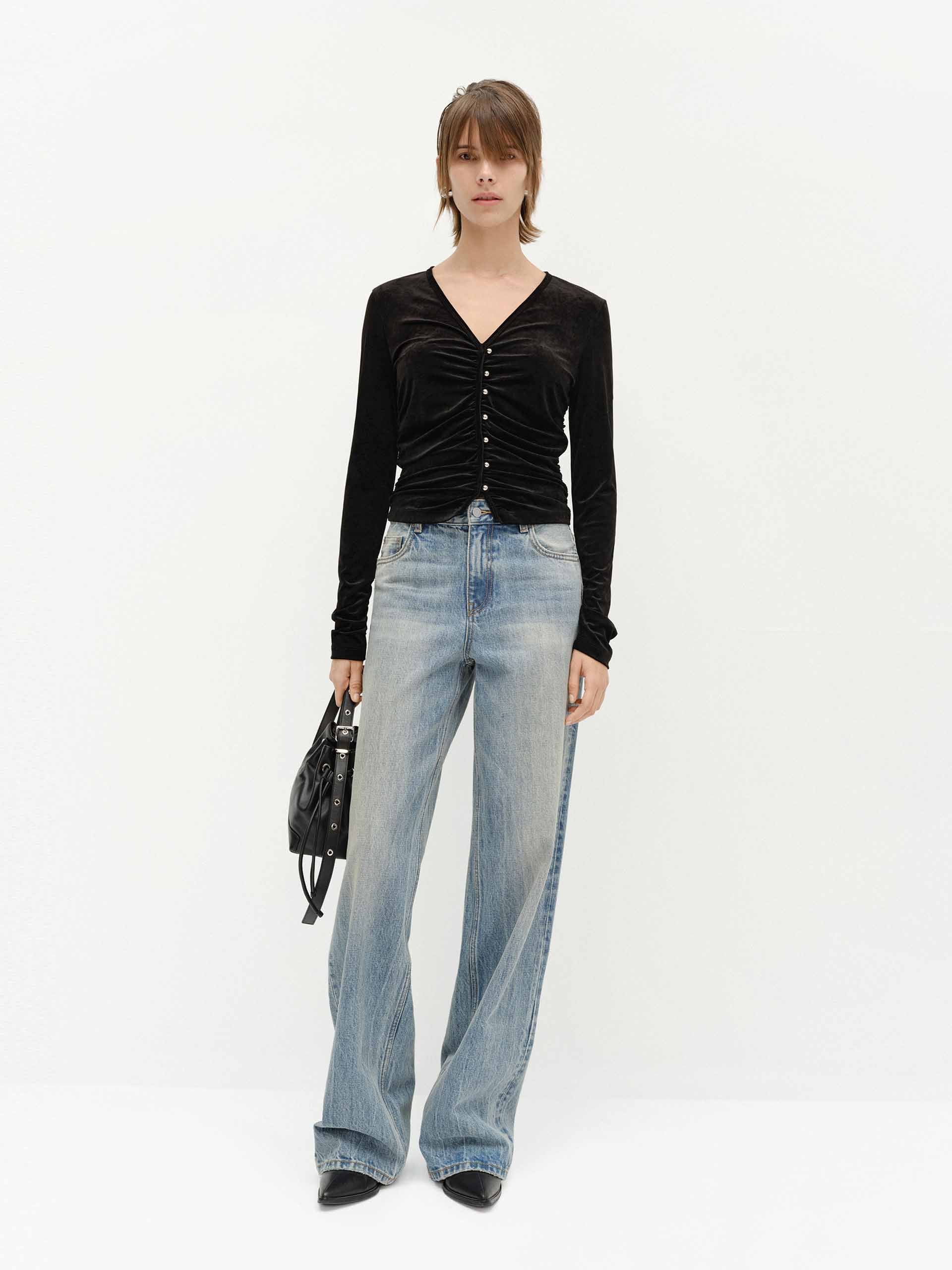 Close Fit Velvet Top - Image 2