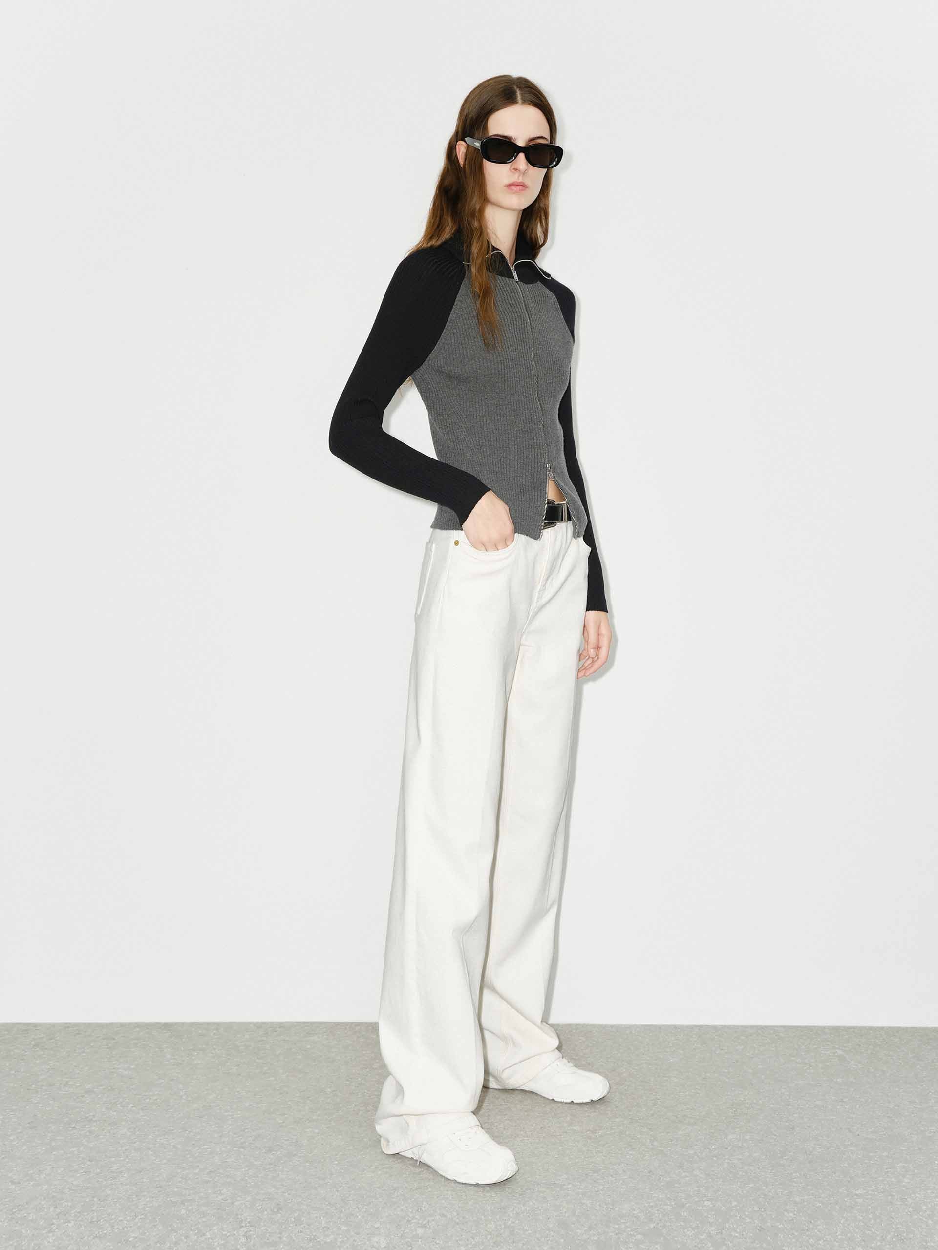 Close Fit Zipper Cardigan - Image 2