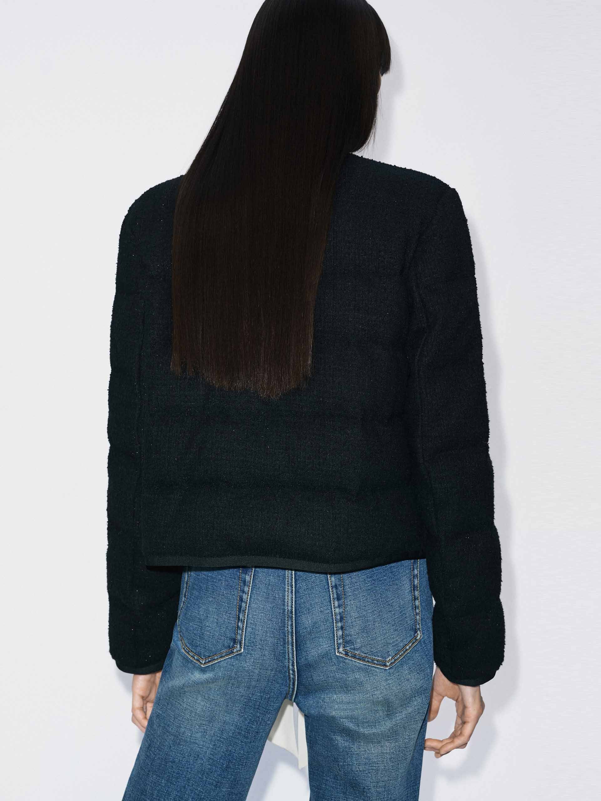 Collarless Cropped Down Jacket - Image 14