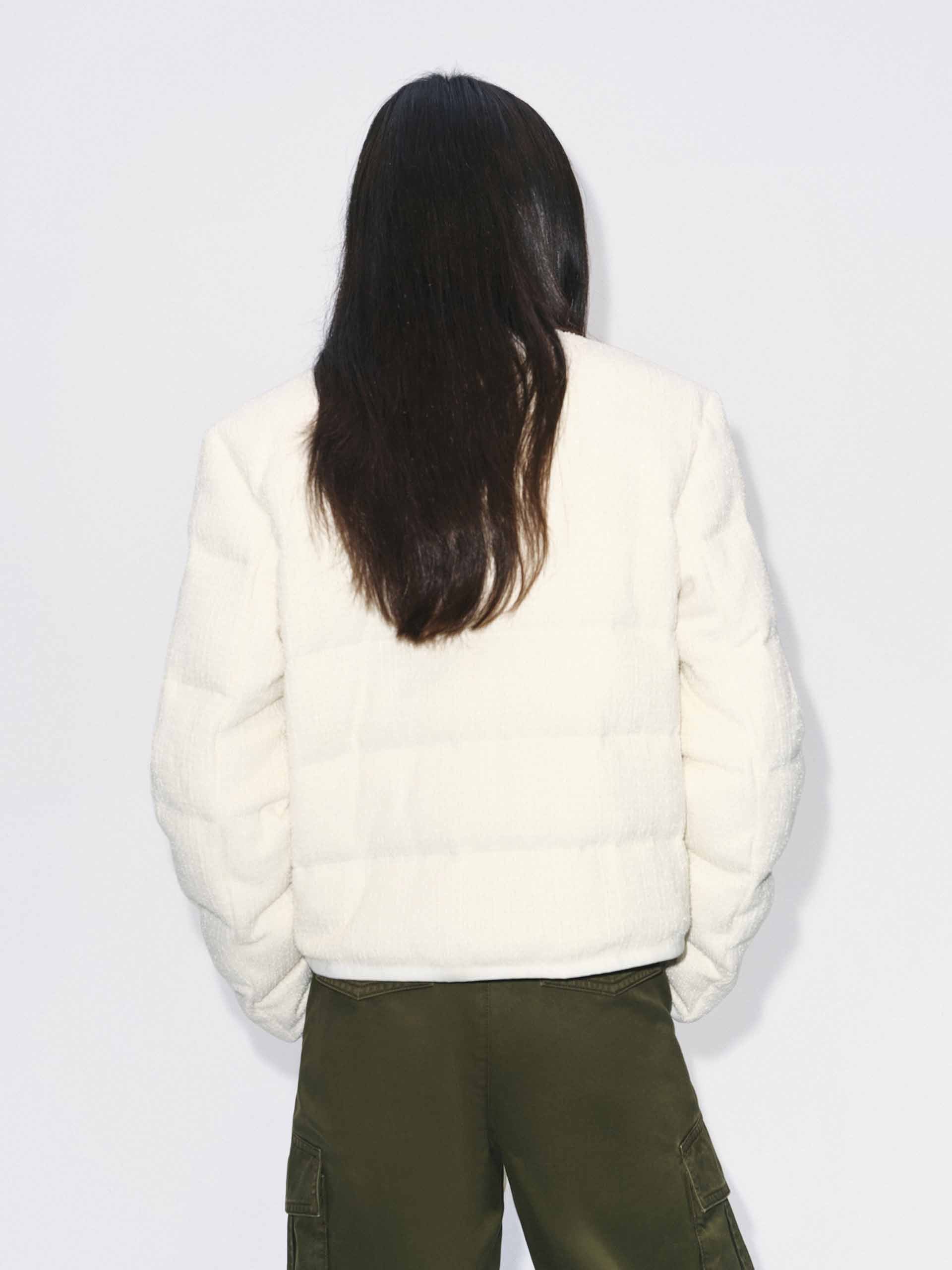 Collarless Cropped Down Jacket - Image 6