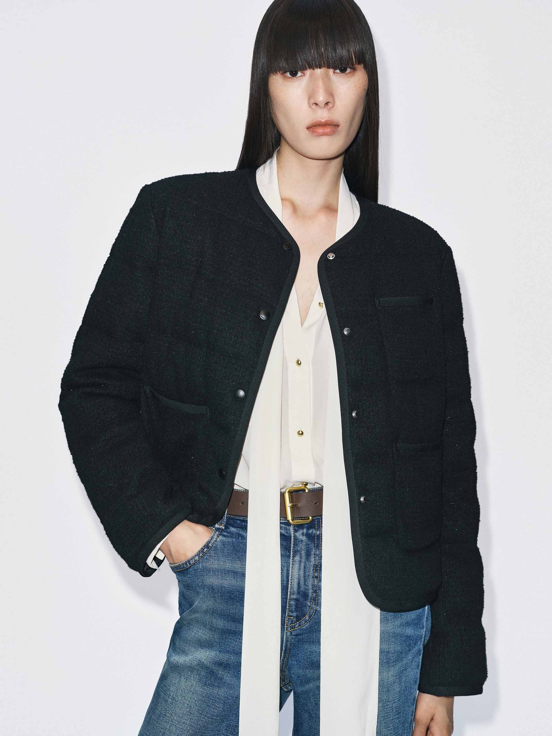 Collarless Cropped Down Jacket - Image 9