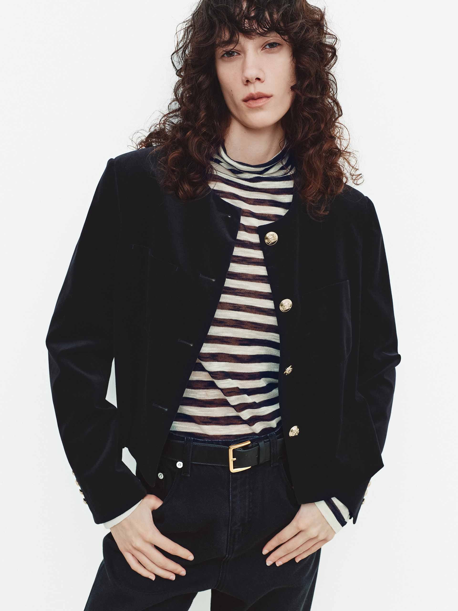 Collarless Cropped Jacket