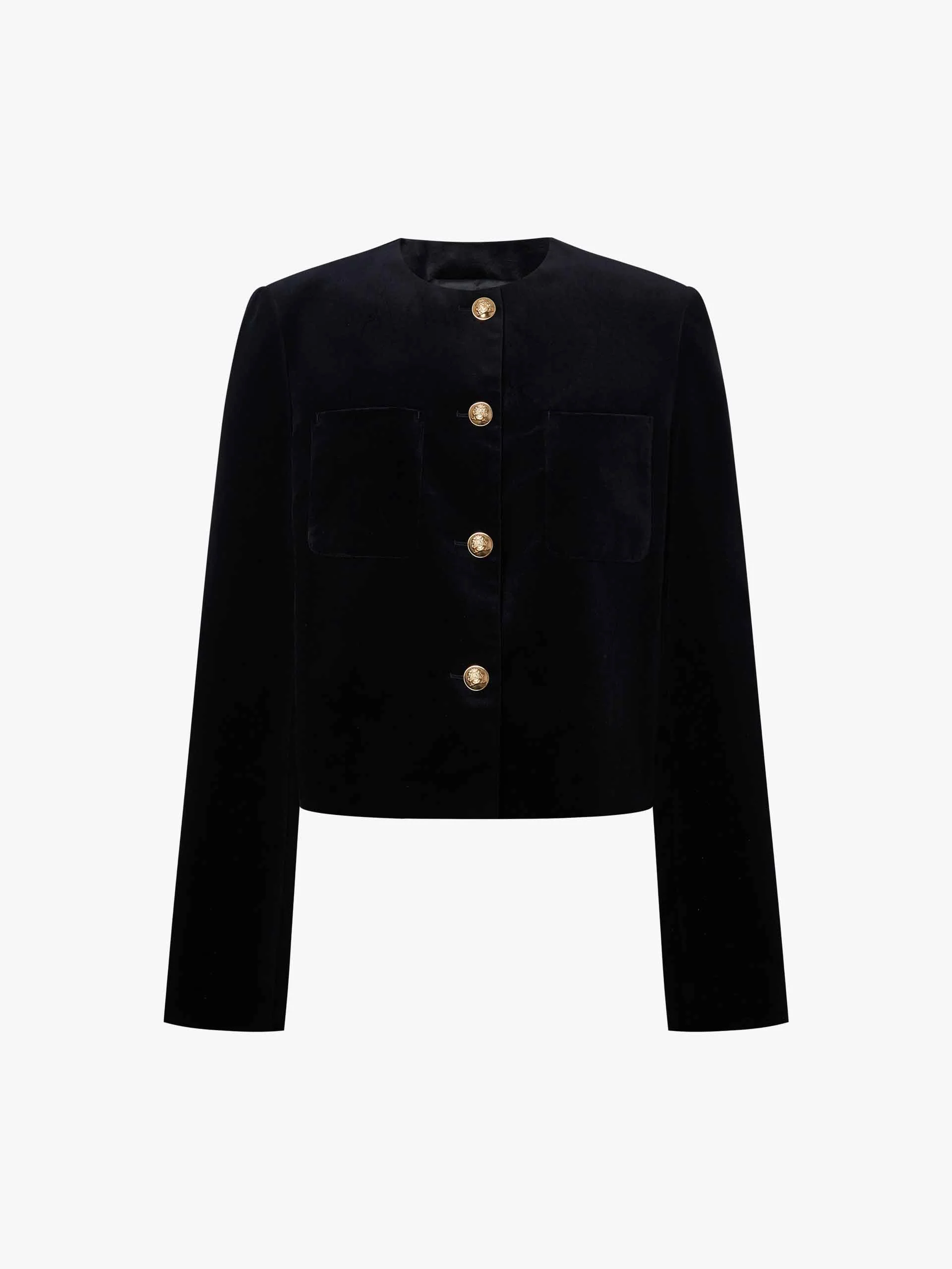 Collarless Cropped Jacket - Image 5