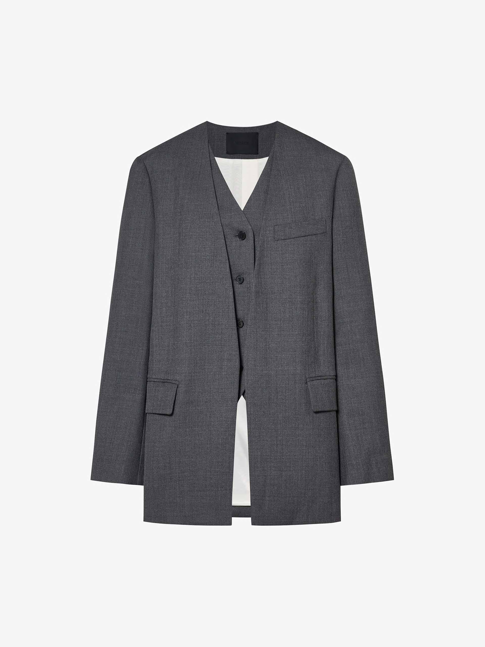 Collarless Layered Blazer - Image 5