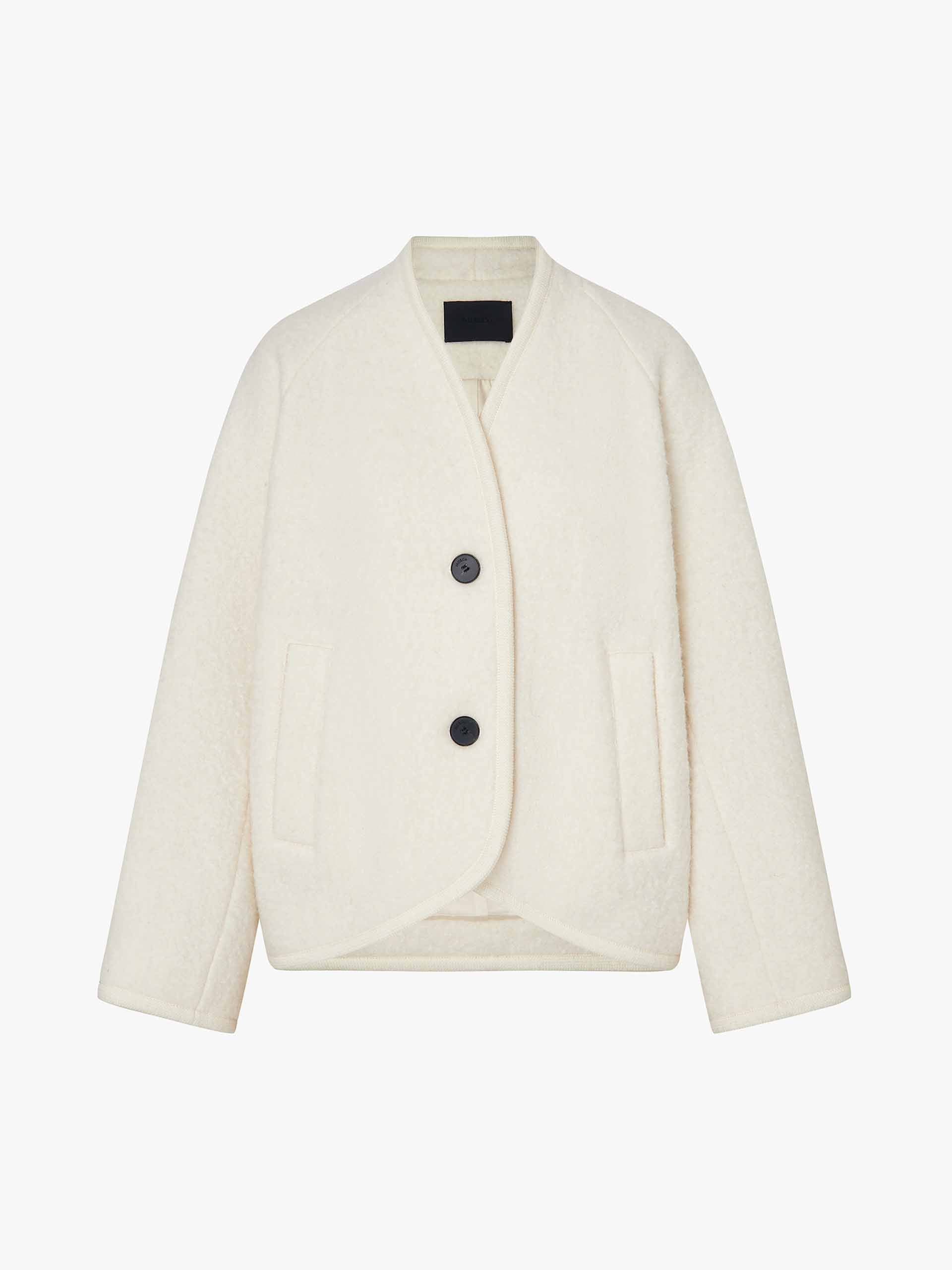 Collarless Merino Wool Coat - Image 5