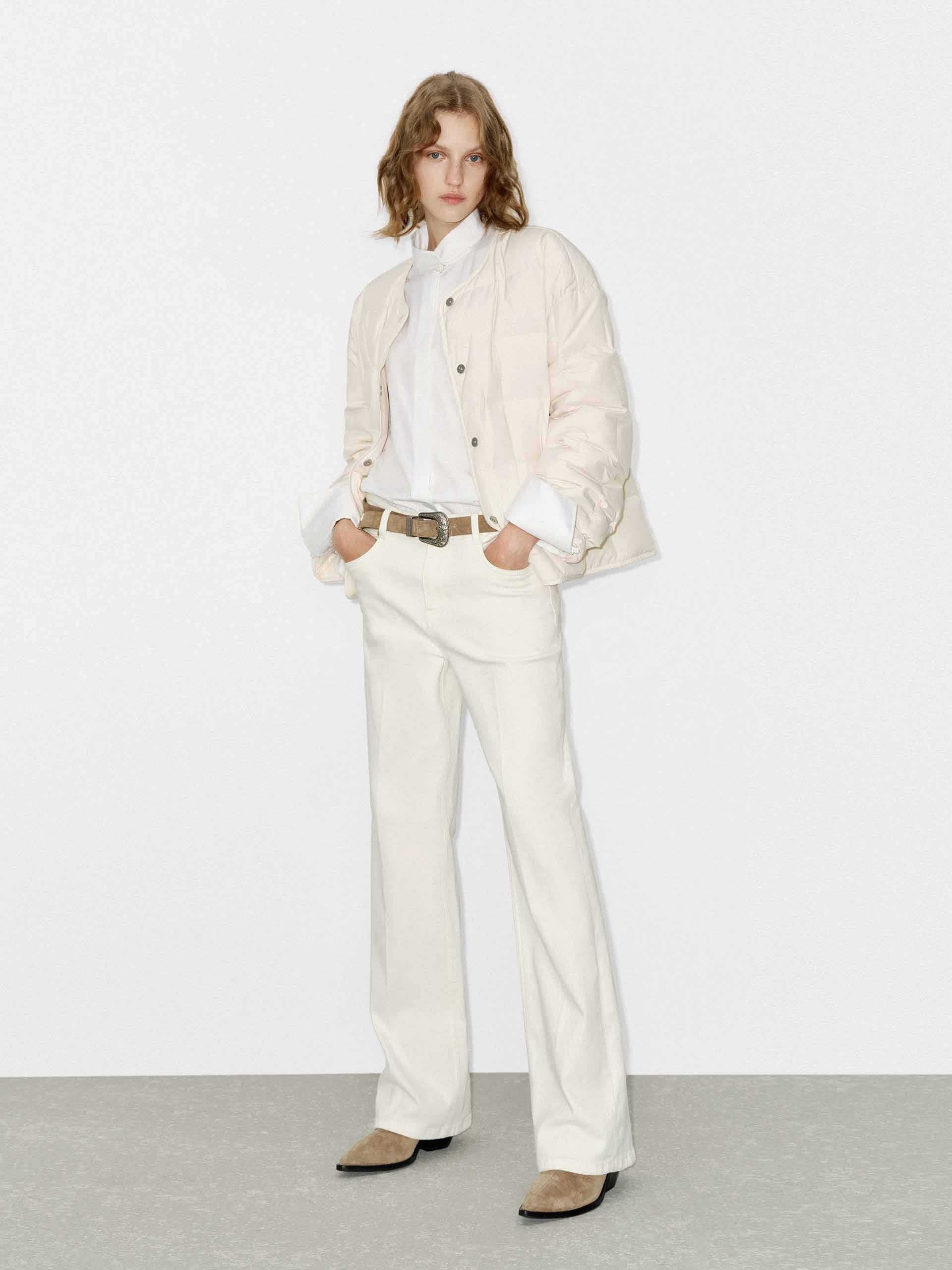 Collarless Quilted Puffer Jacket - Image 2