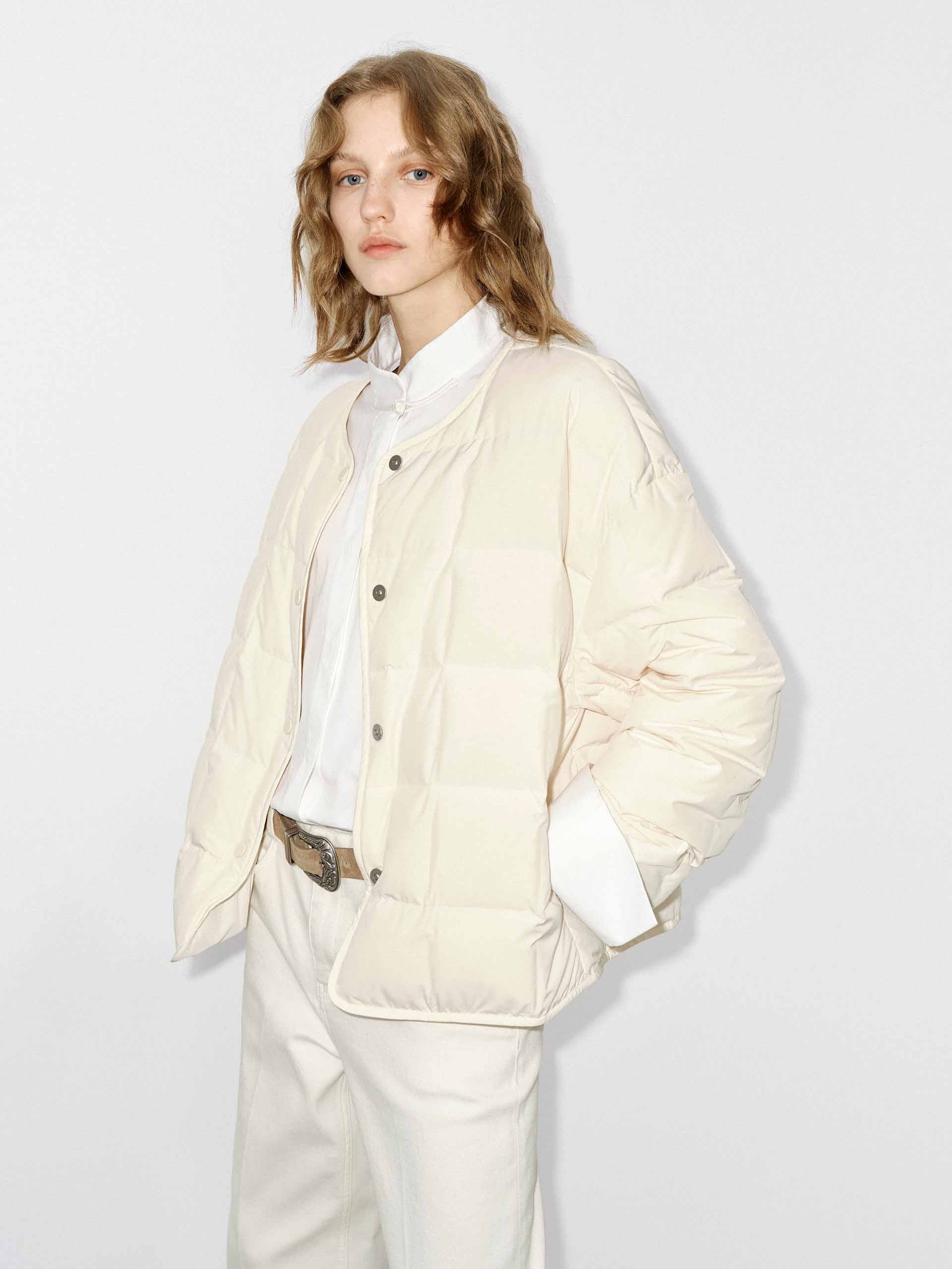 Collarless Quilted Puffer Jacket - Image 7
