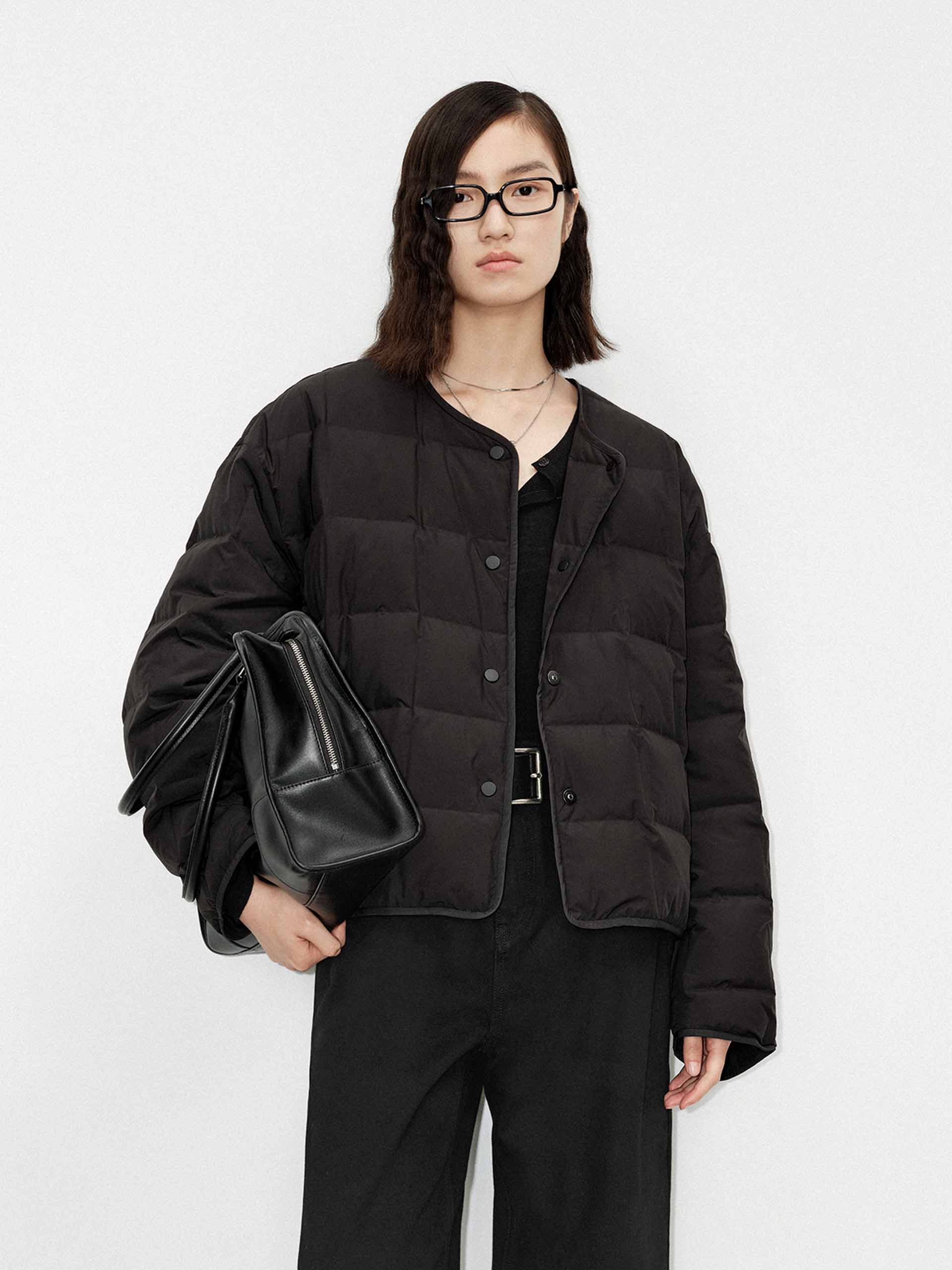 Collarless Quilted Puffer Jacket - Image 9