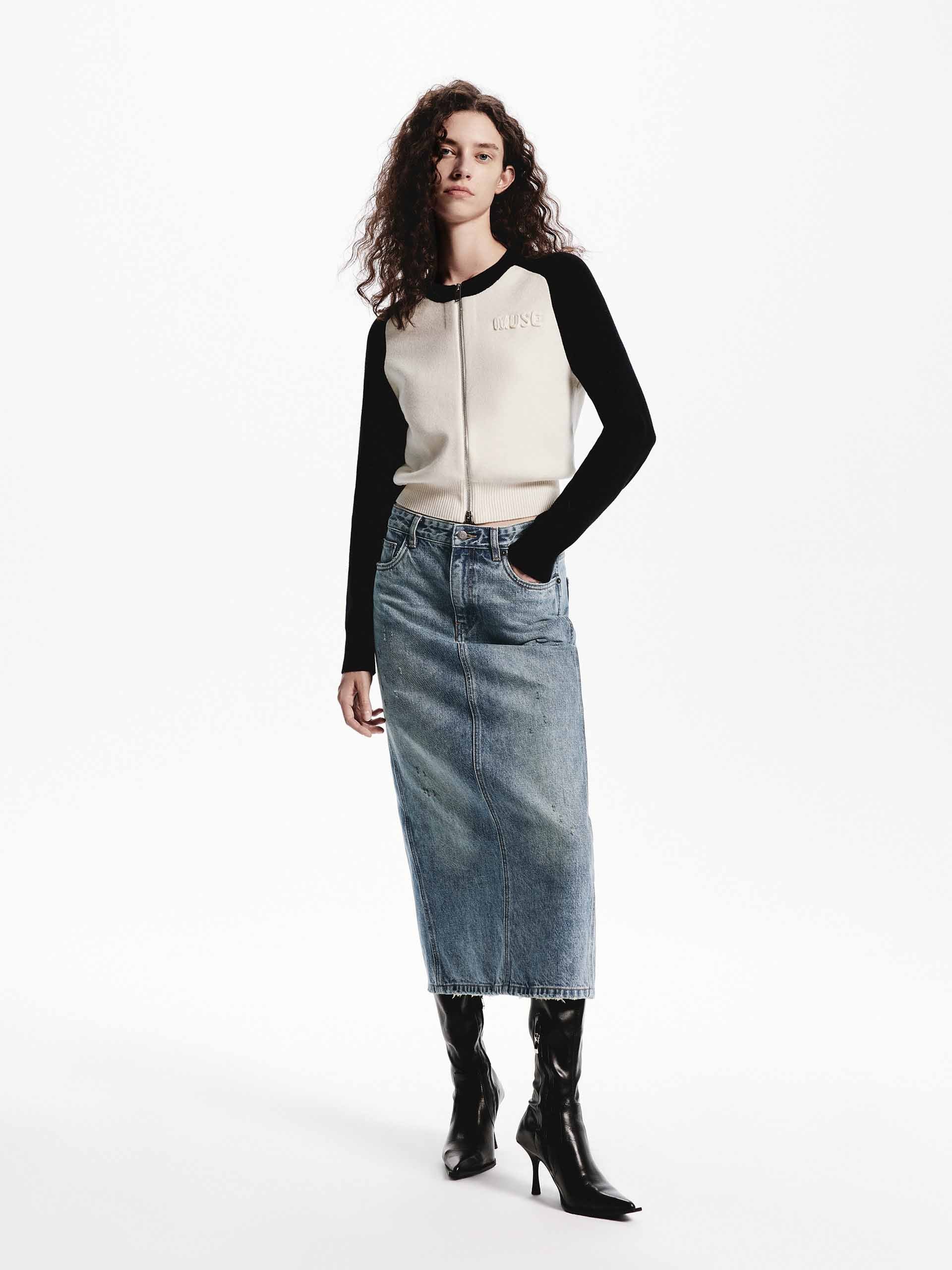 Color Block Zipper Cardigan - Image 2
