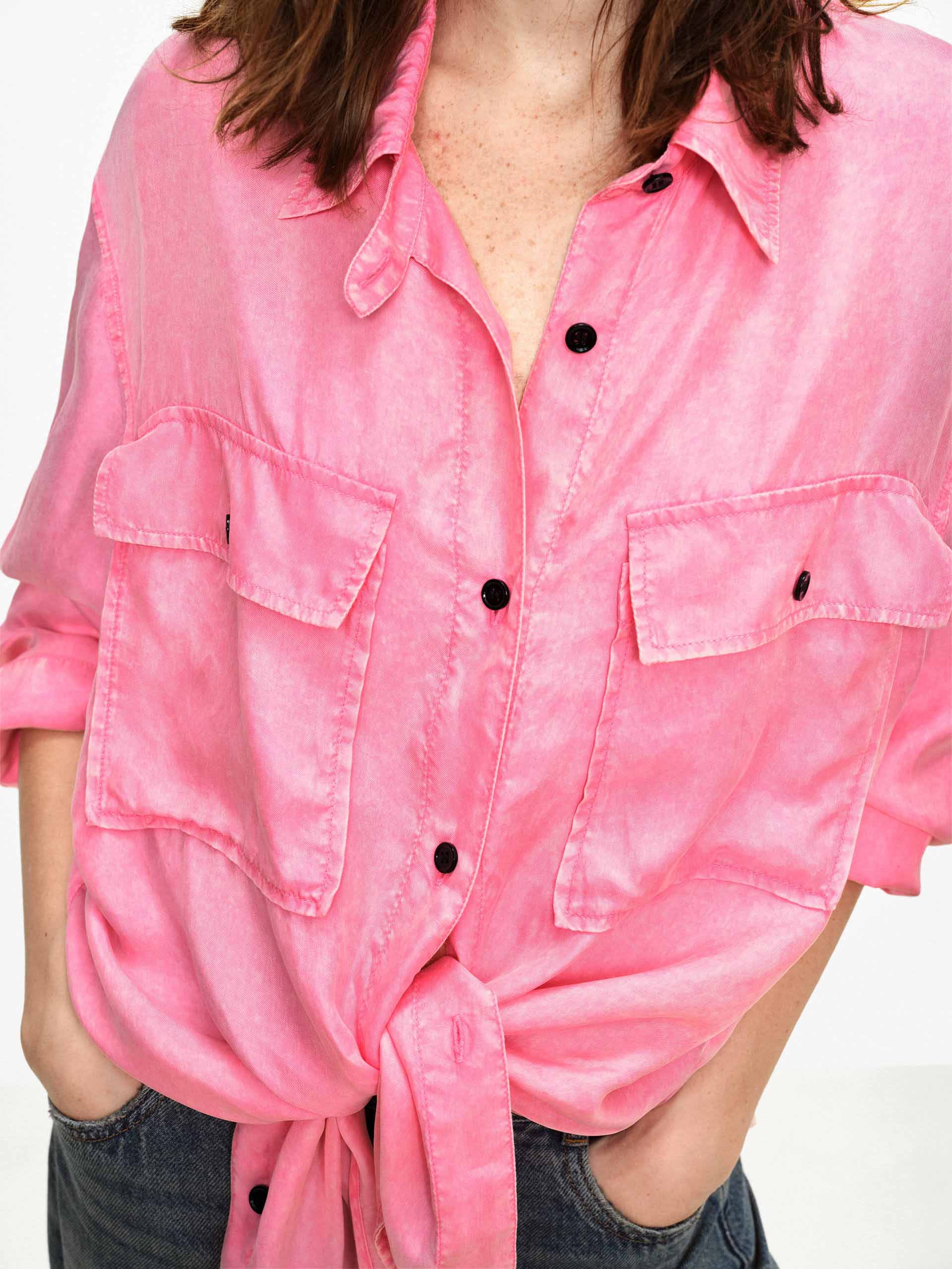 Contrast Button Lapel Shirt - Image 12