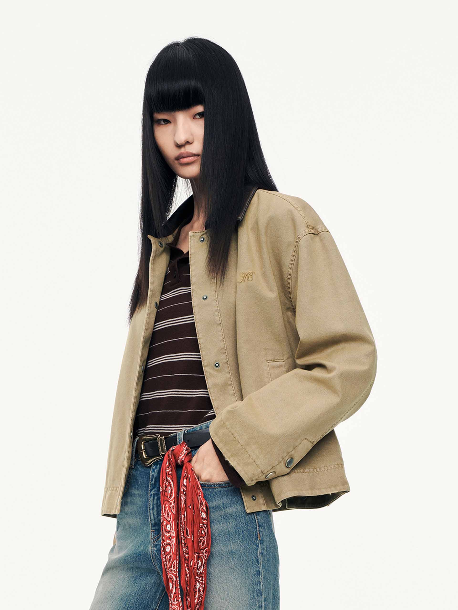 Contrast Collar Cotton Coat - Image 3