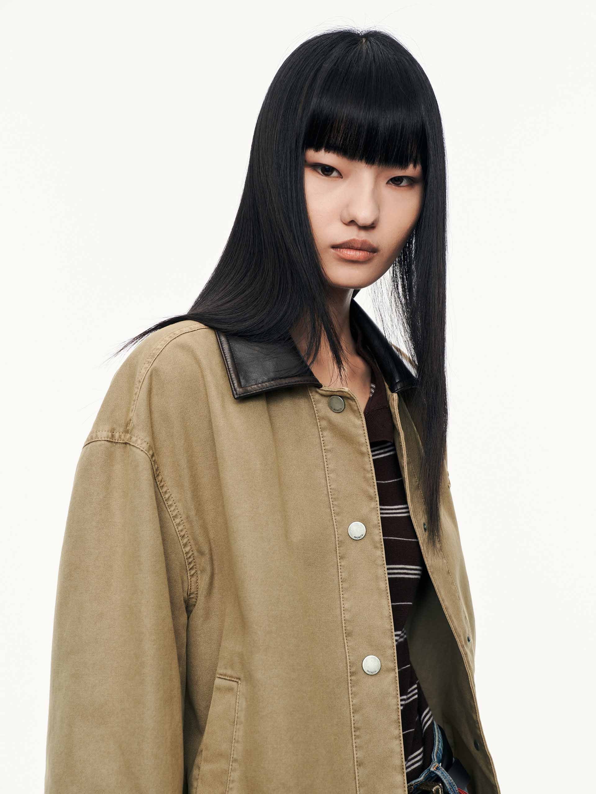 Contrast Collar Cotton Coat - Image 7