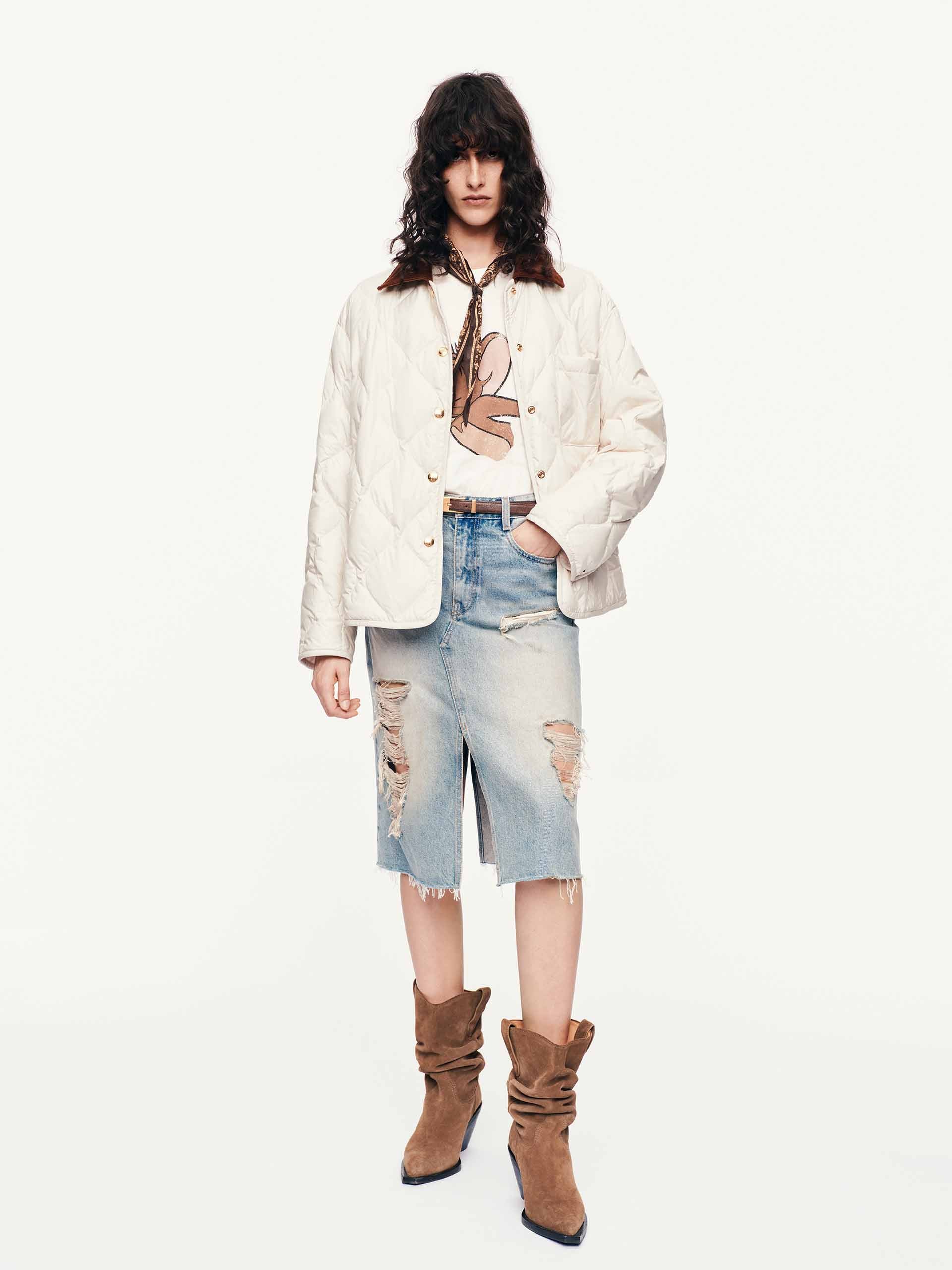 Contrast Collar Down Jacket - Image 2