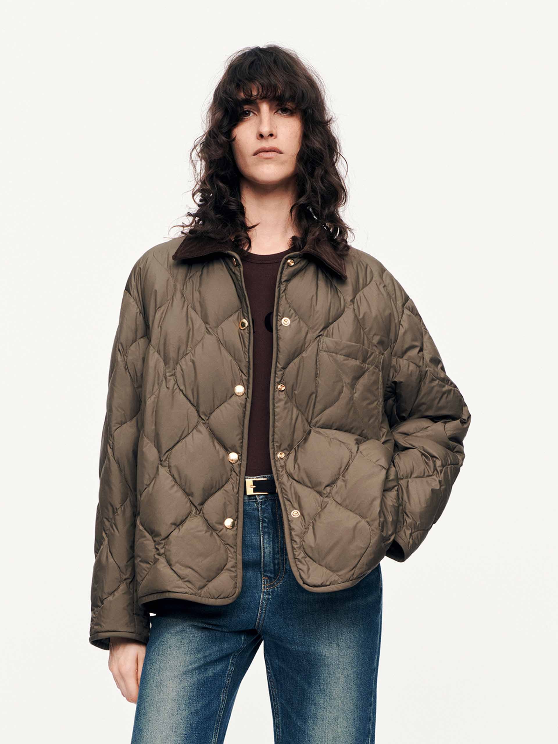 Contrast Collar Down Jacket - Image 9