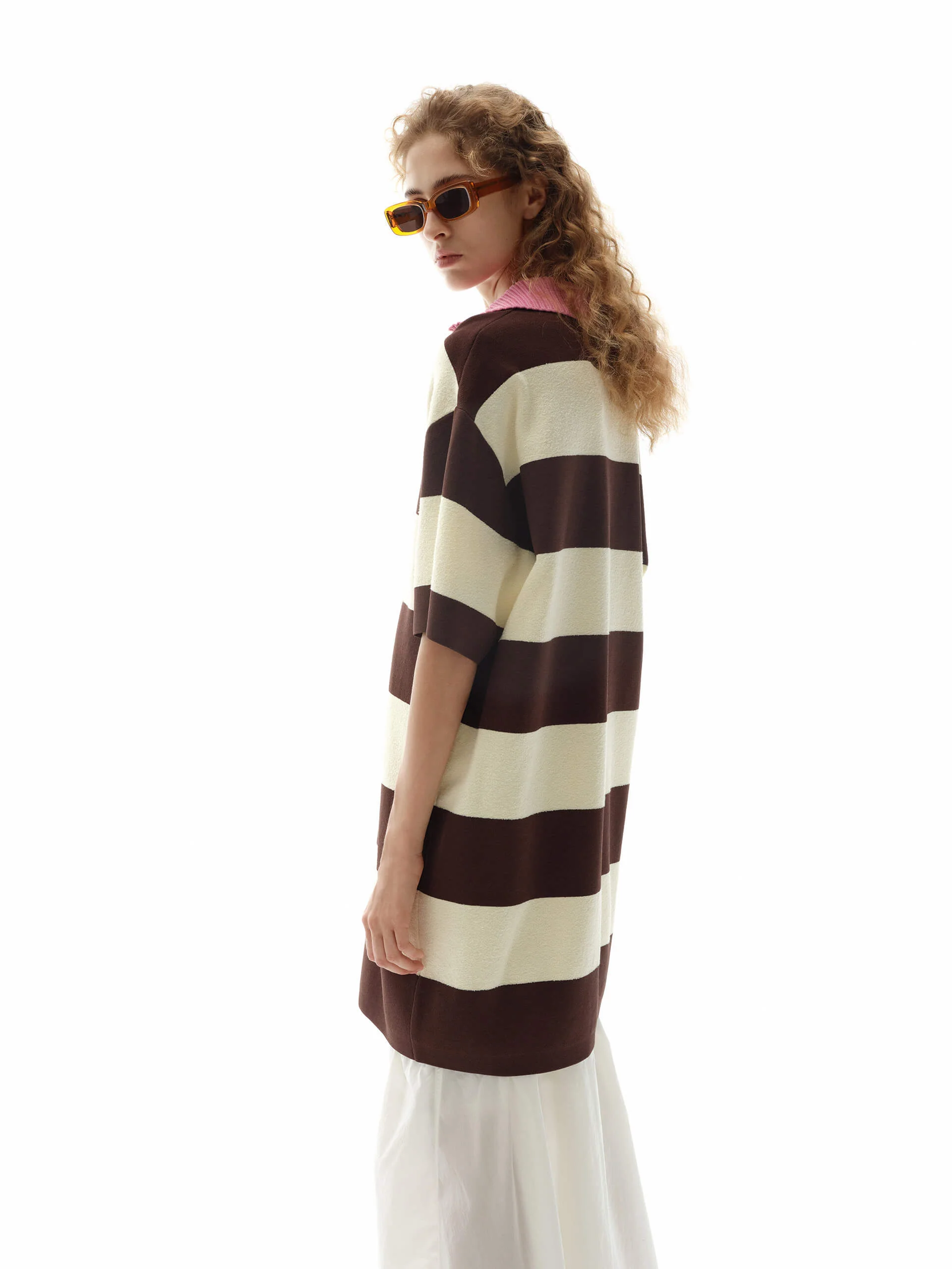 Contrast Collar Striped Dress - Image 10