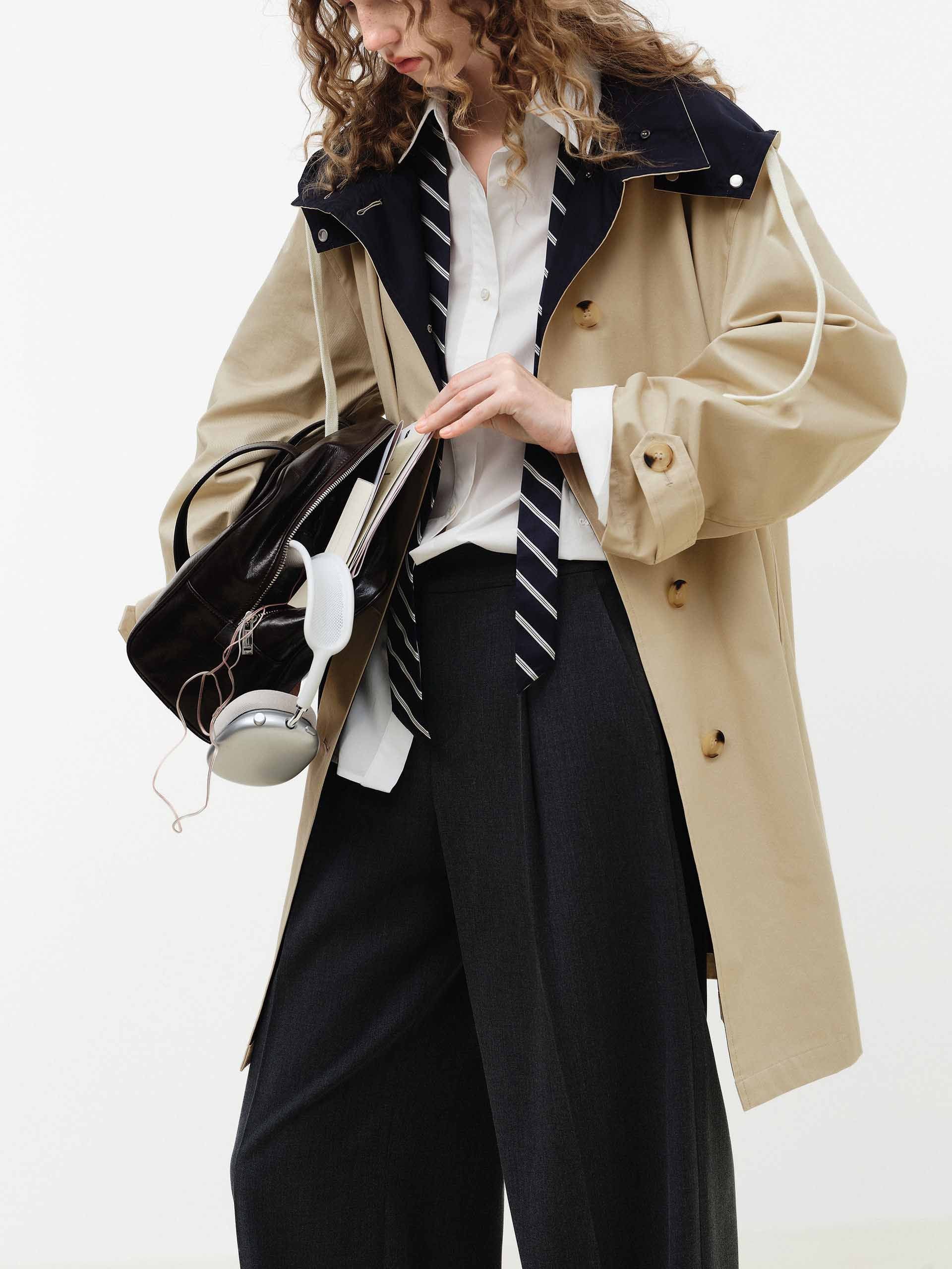 Contrast Detail Hood Trench Coat - Image 8