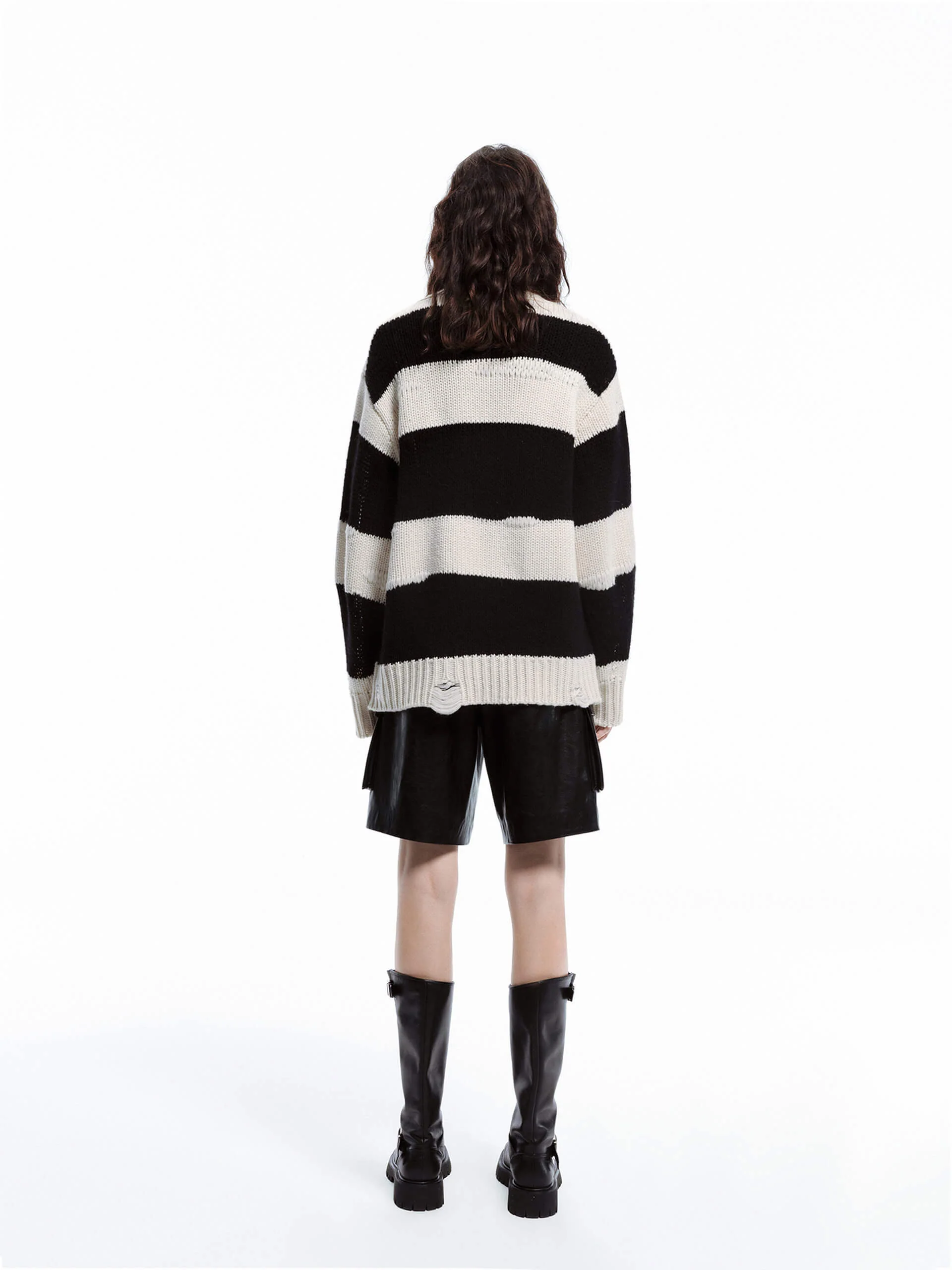 Contrast Distressed Knit Cardigan - Image 6
