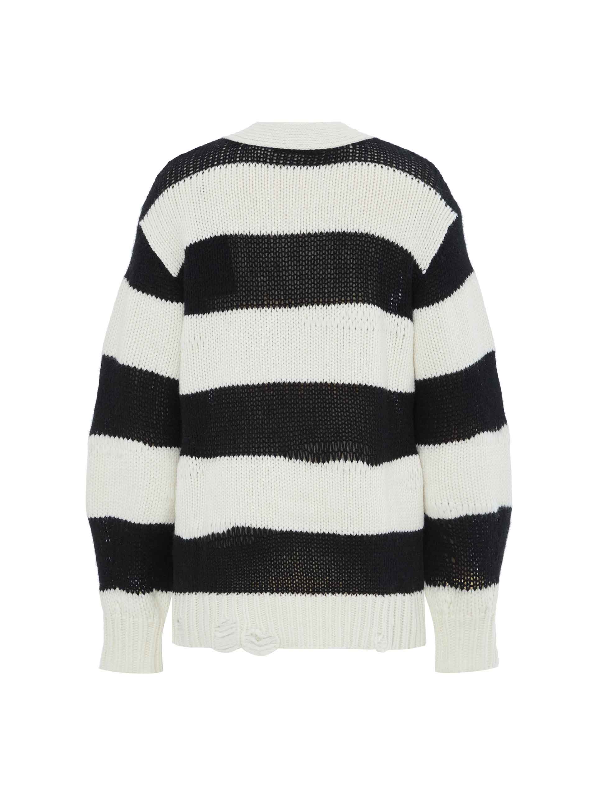 Contrast Distressed Knit Cardigan - Image 9