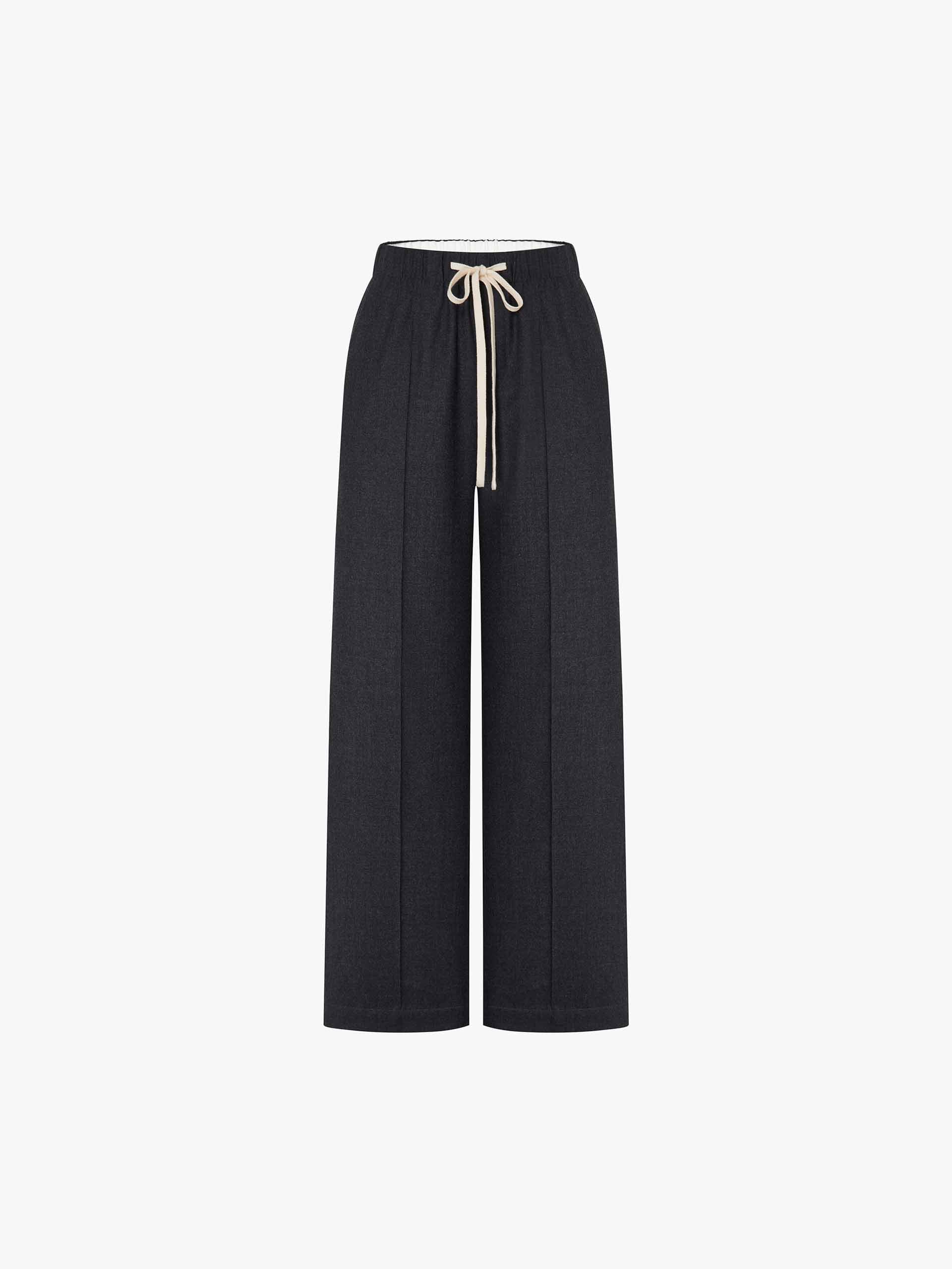 Contrast Drawstring Wool Trousers - Image 13