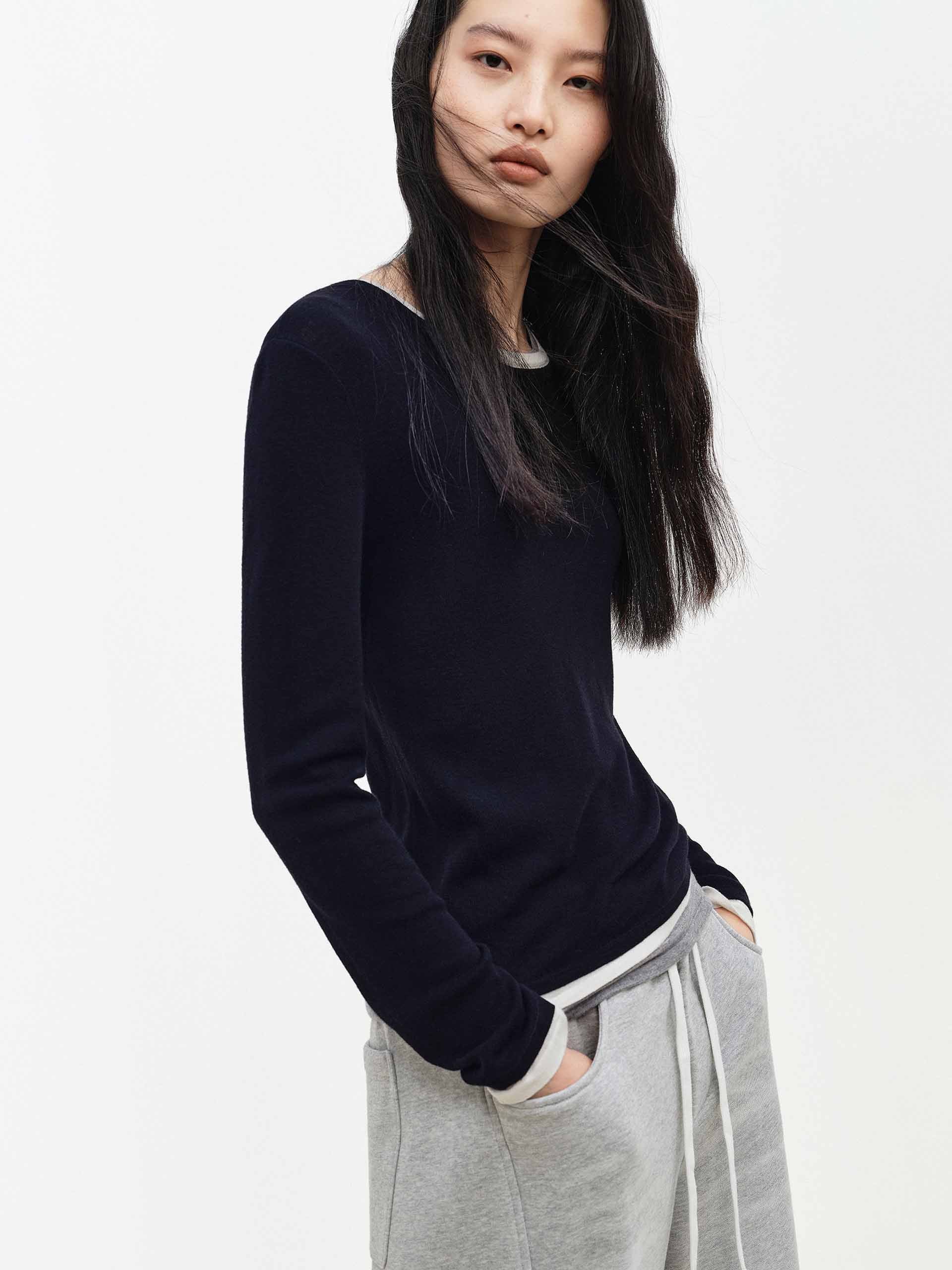 Contrast Fitted Knitted Top - Image 3