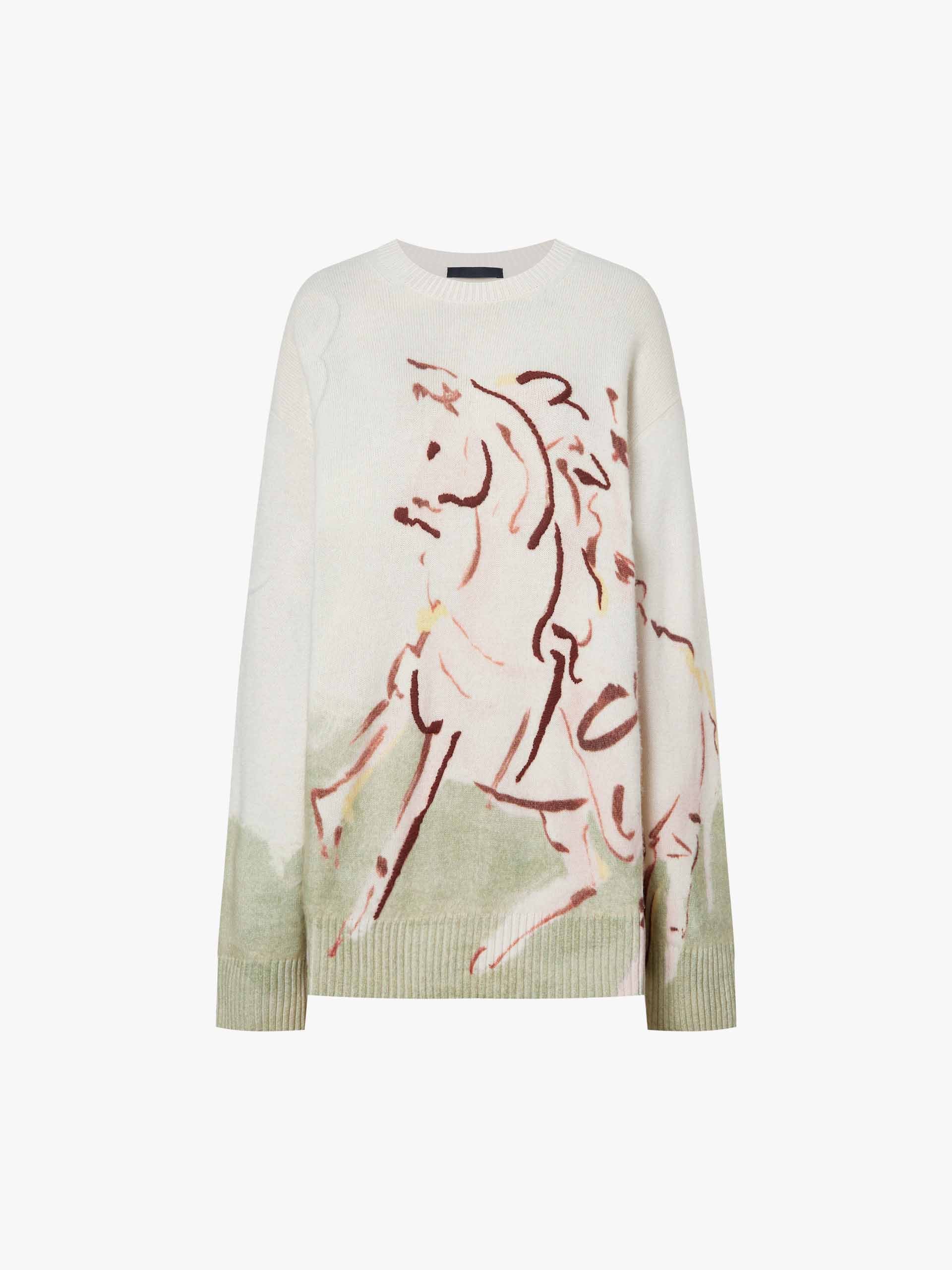 Contrast Horse Printed Sweater - Image 5