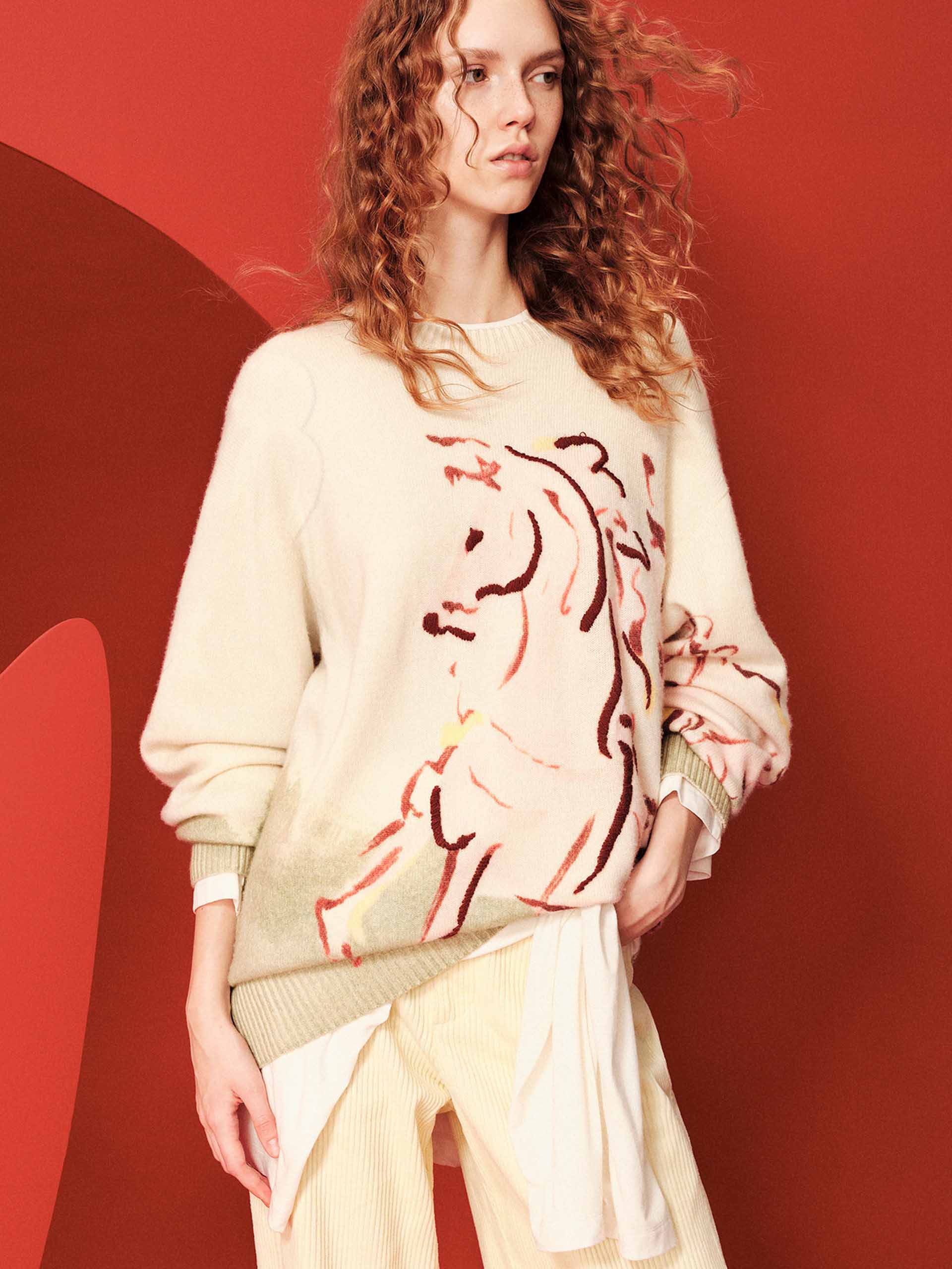 Contrast Horse Printed Sweater - Image 7