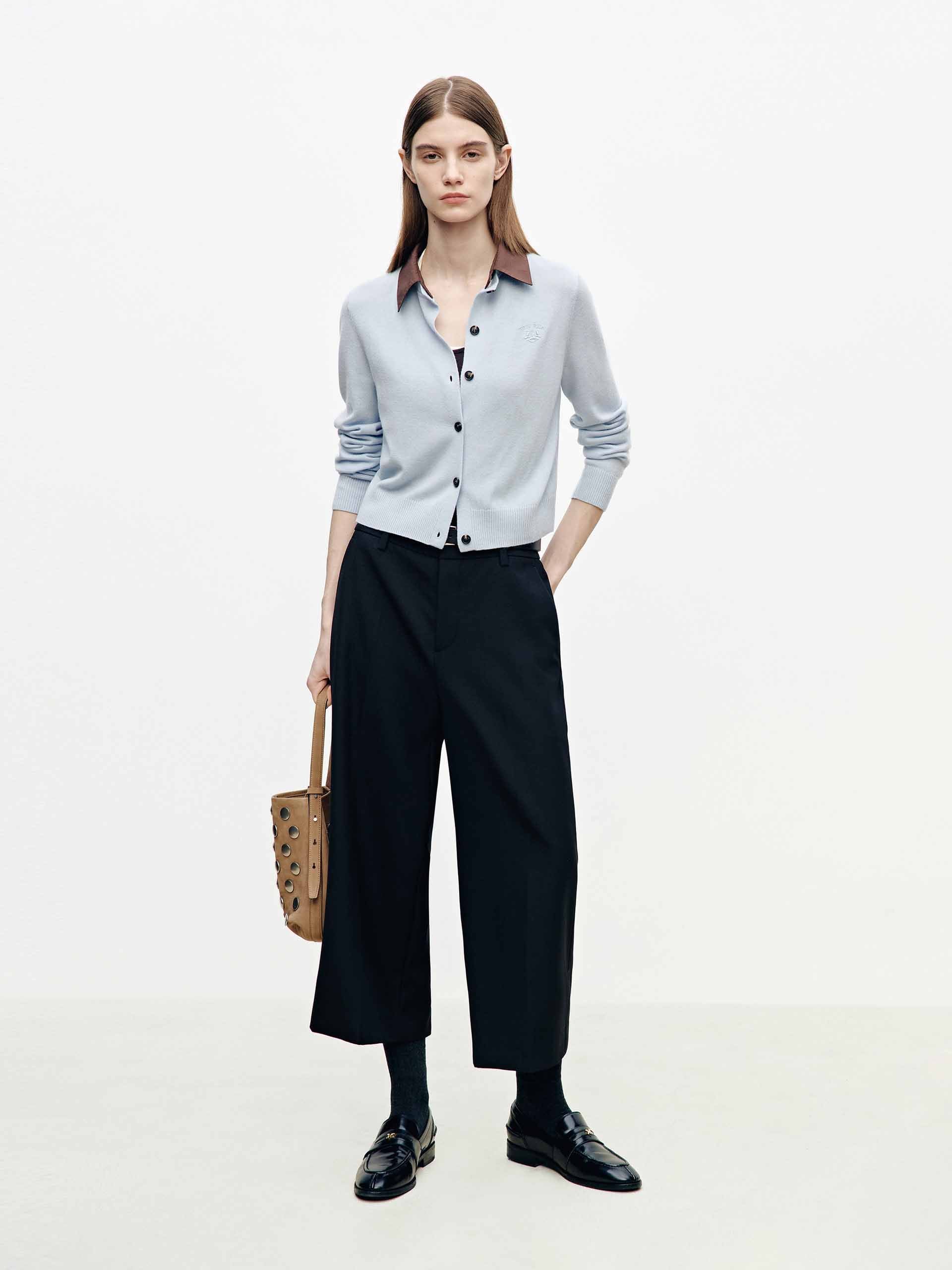 Contrast Lapel Knit Cardigan - Image 10