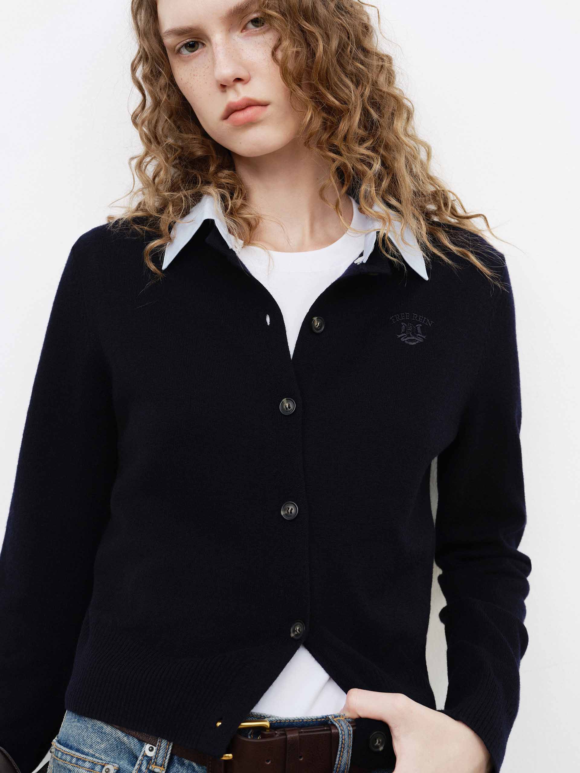 Contrast Lapel Knit Cardigan - Image 8