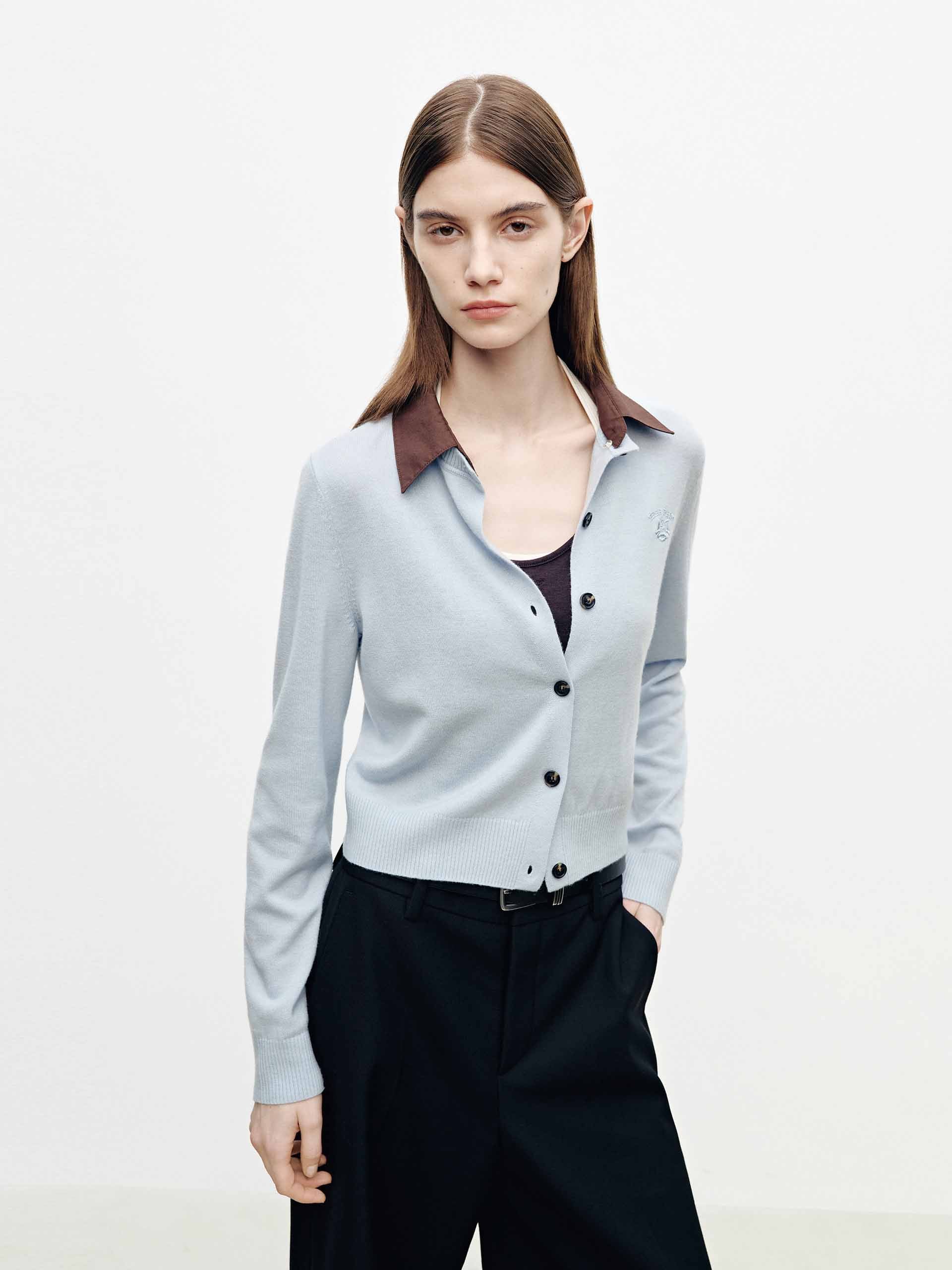 Contrast Lapel Knit Cardigan - Image 9