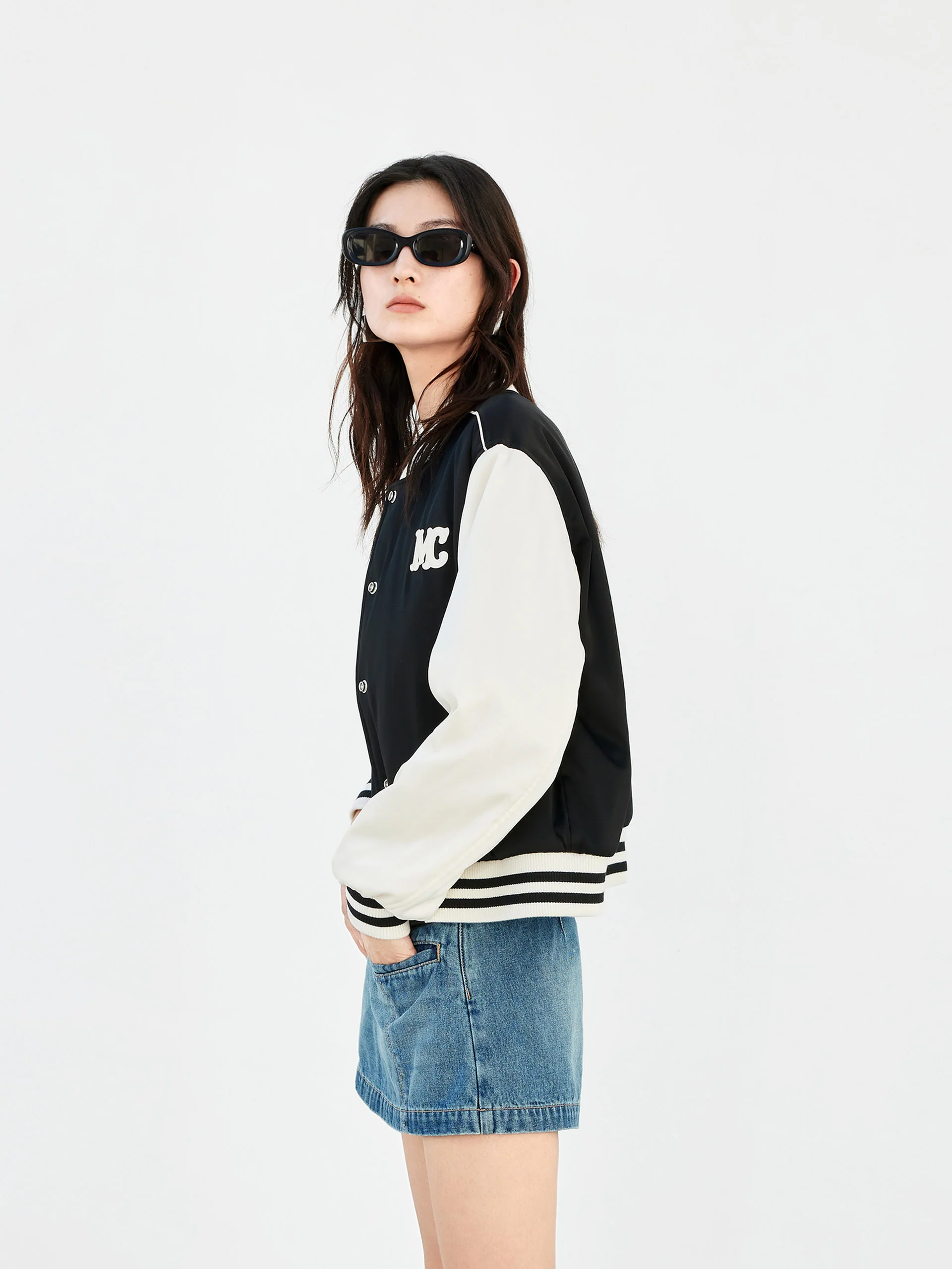 Contrast Logo Baseball Jacket - Image 6