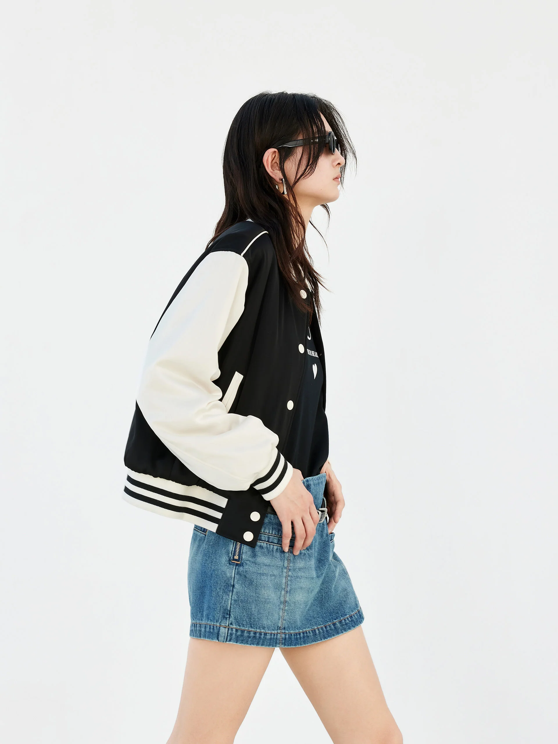 Contrast Logo Baseball Jacket - Image 7