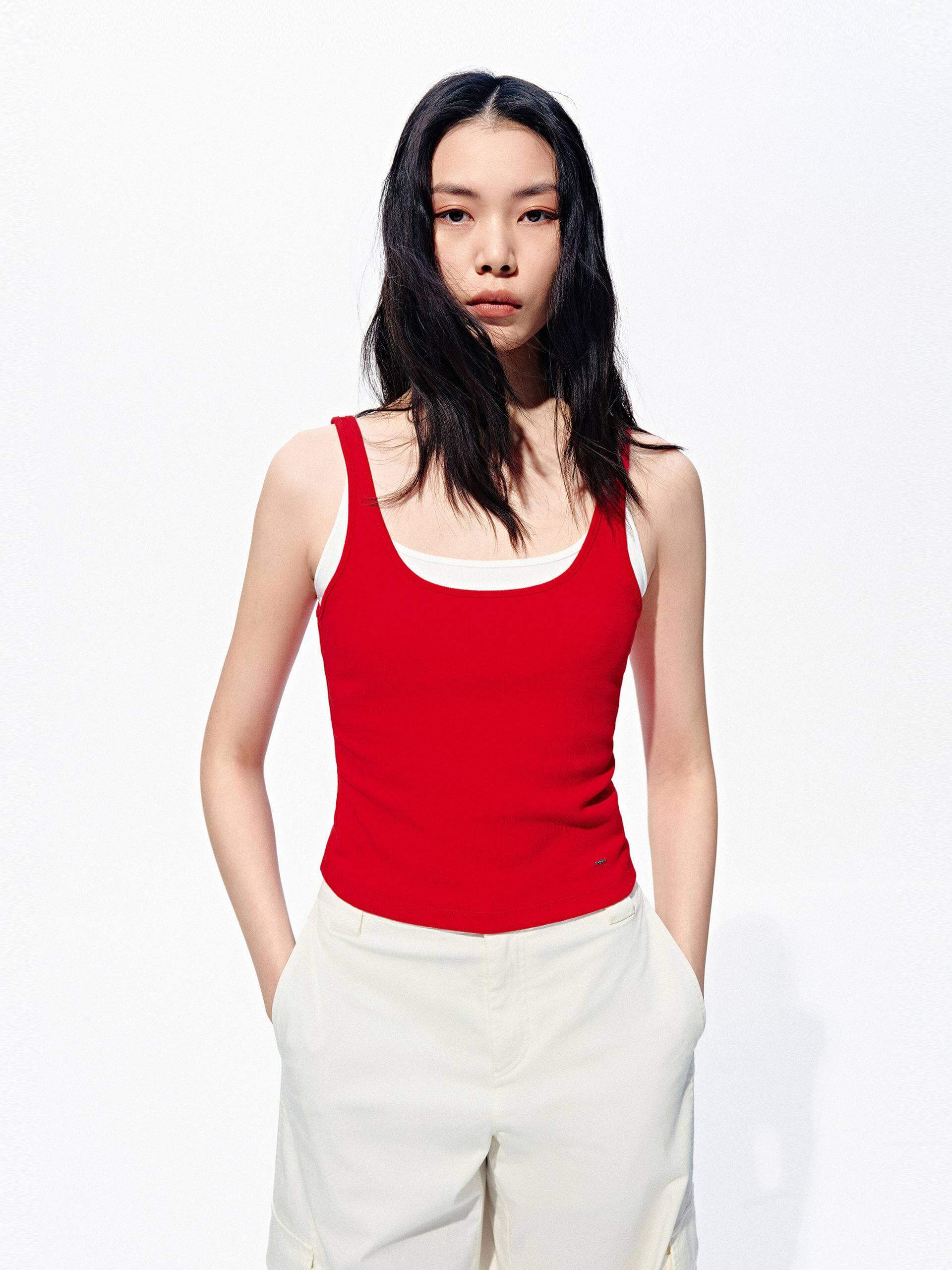 Contrast Paneled Knit Tank