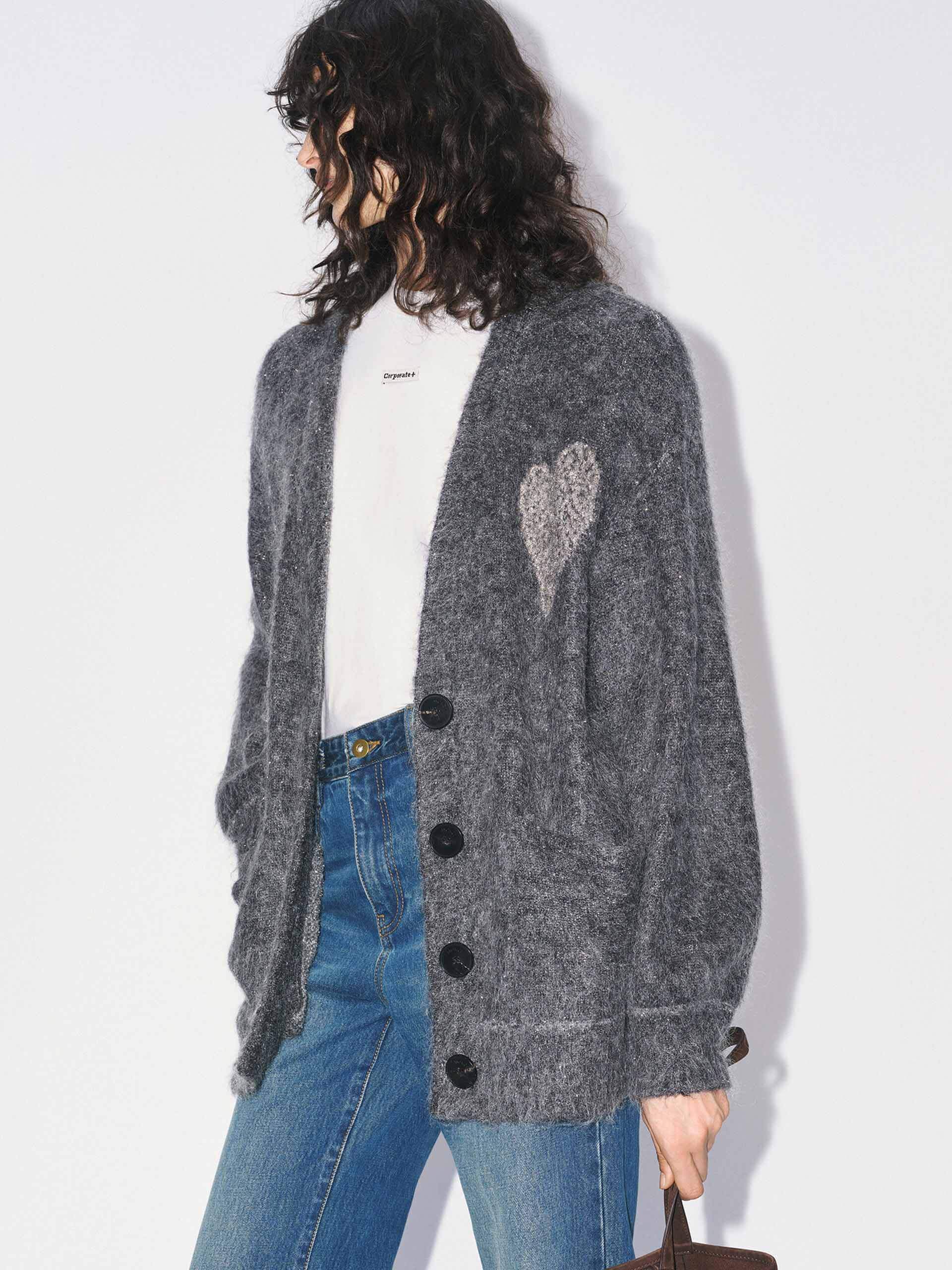 Contrast Pattern Lurex Cardigan - Image 10