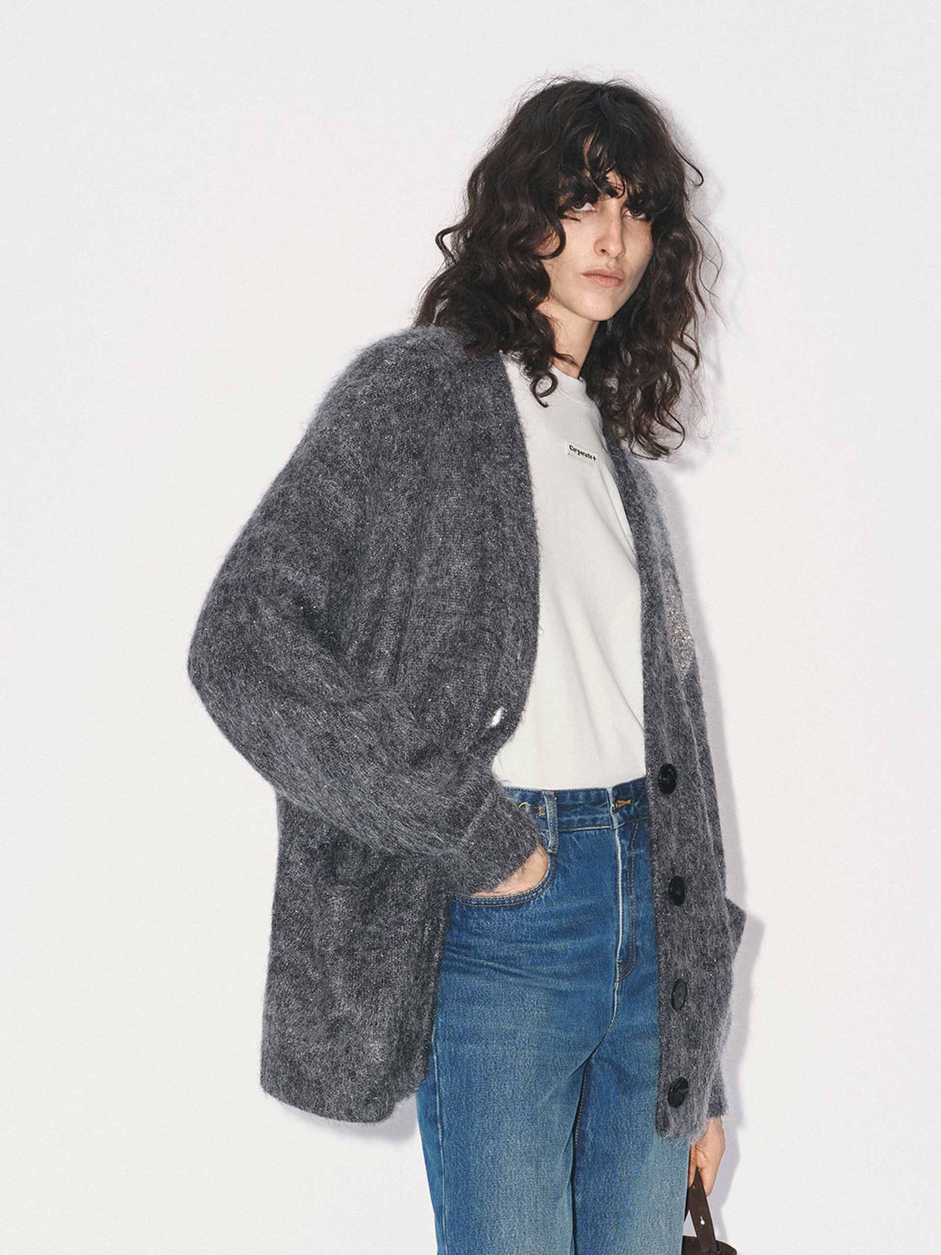 Contrast Pattern Lurex Cardigan - Image 13